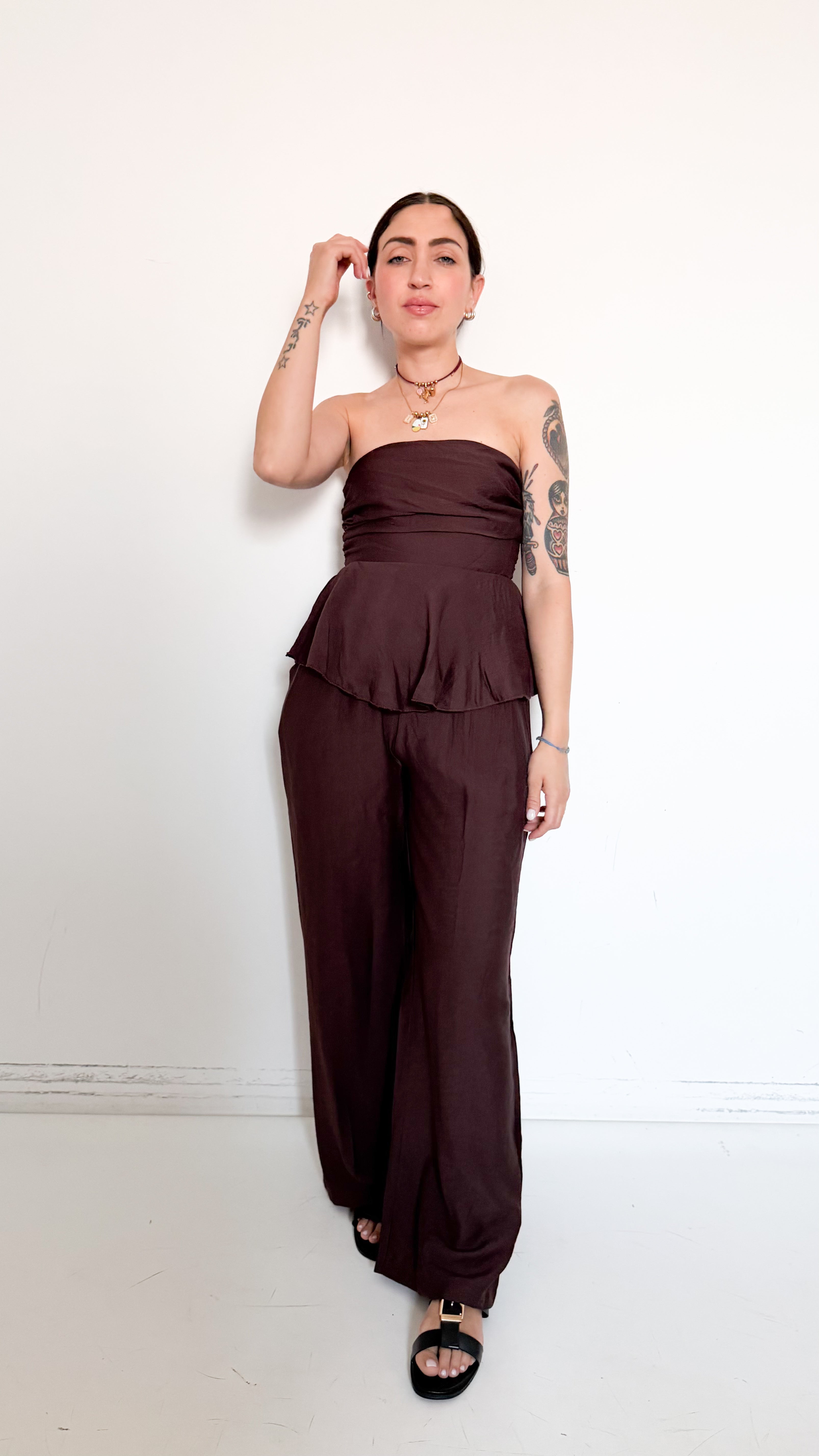 Coordinato Marrone Con Top