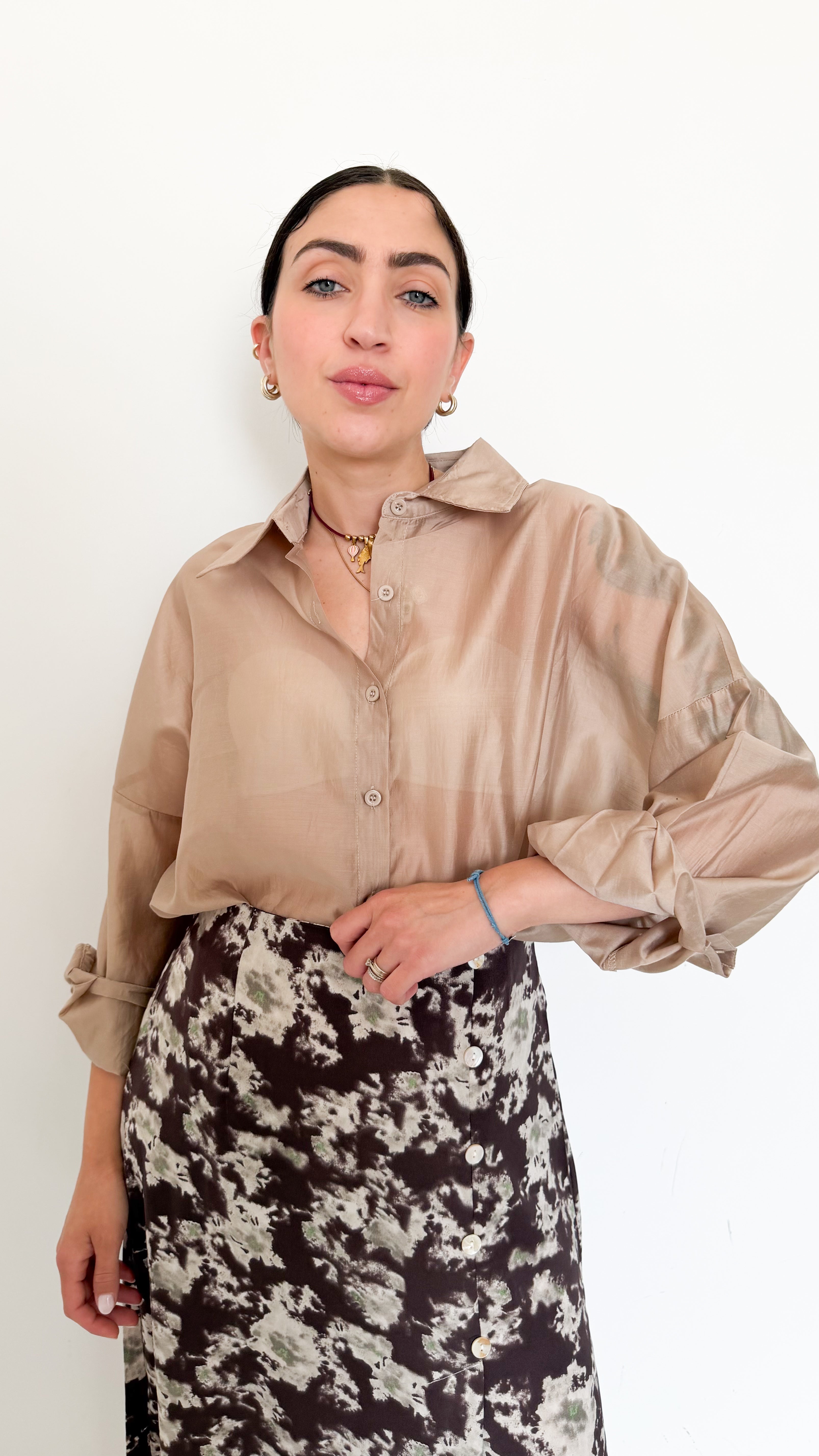 Camicia Over Velata Beige