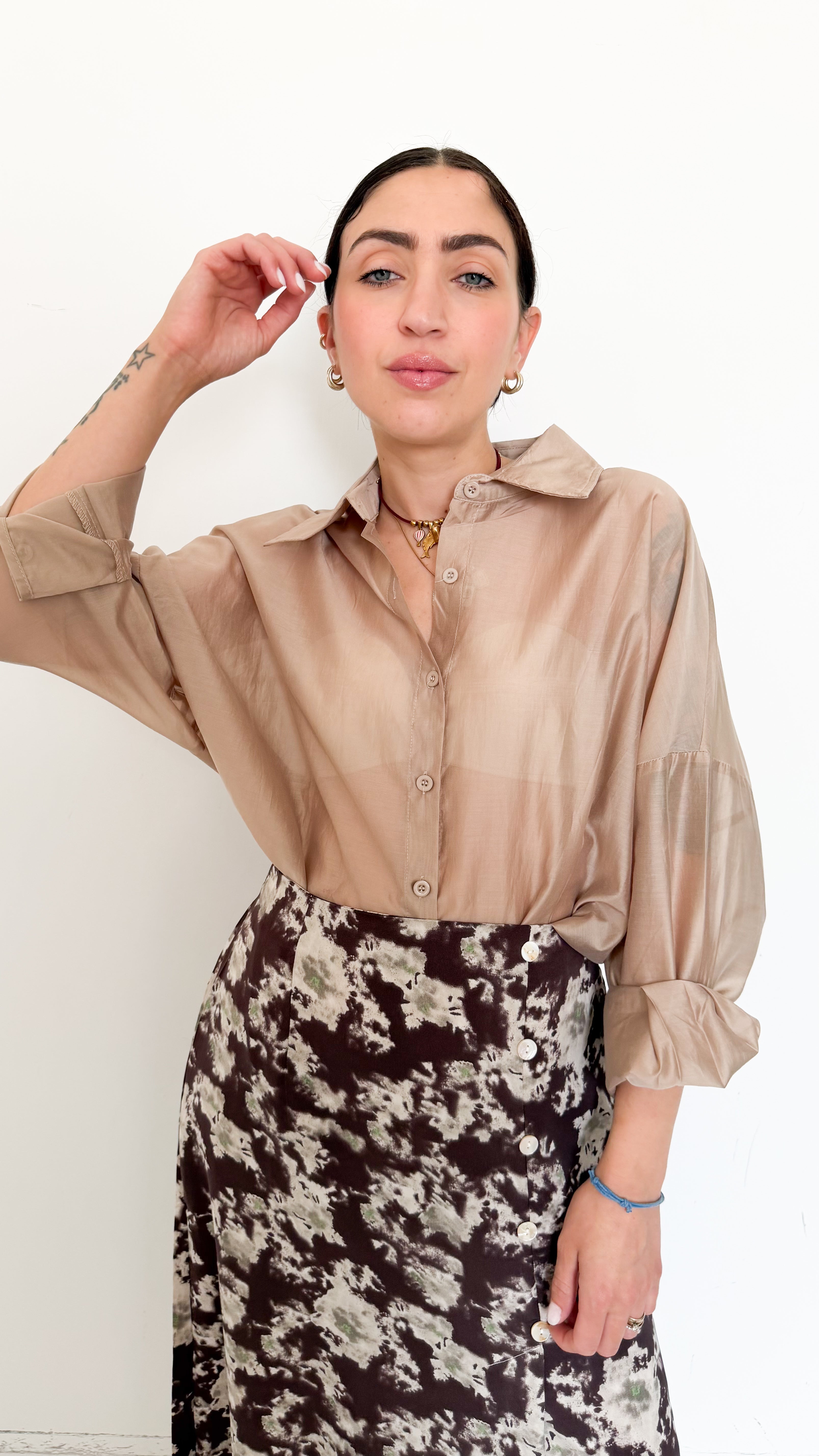 Camicia Over Velata Beige