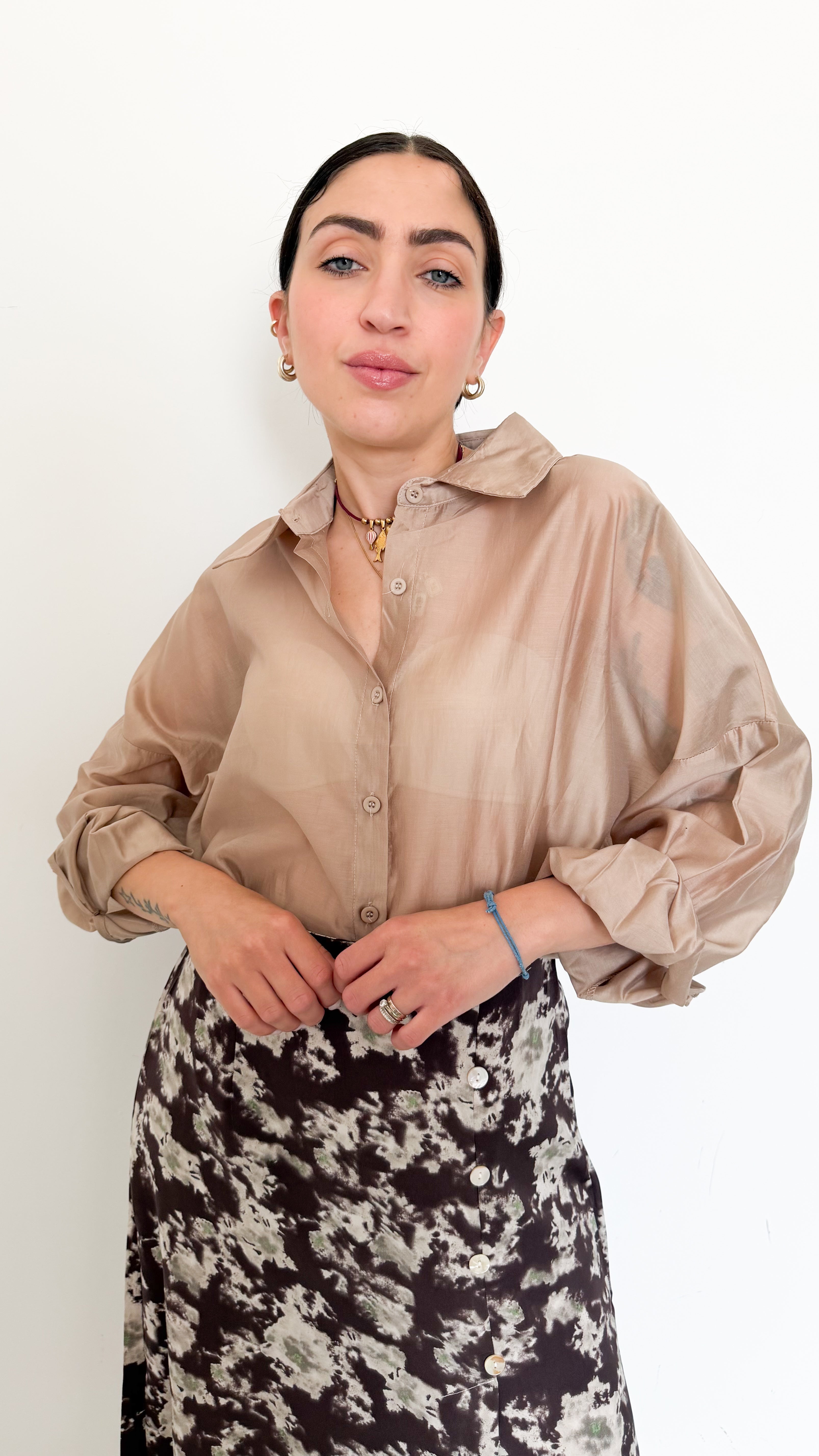 Camicia Over Velata Beige