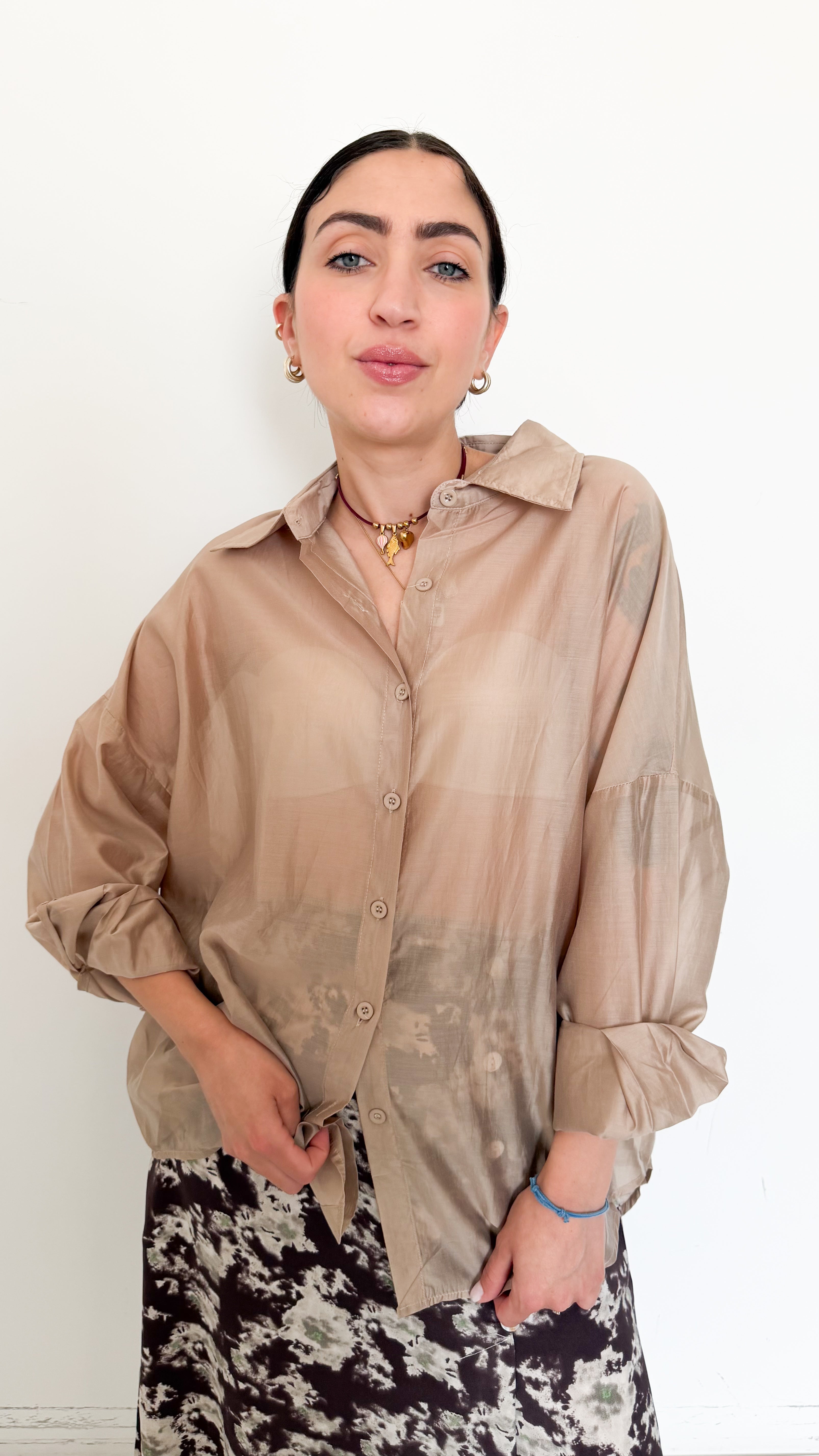 Camicia Over Velata Beige