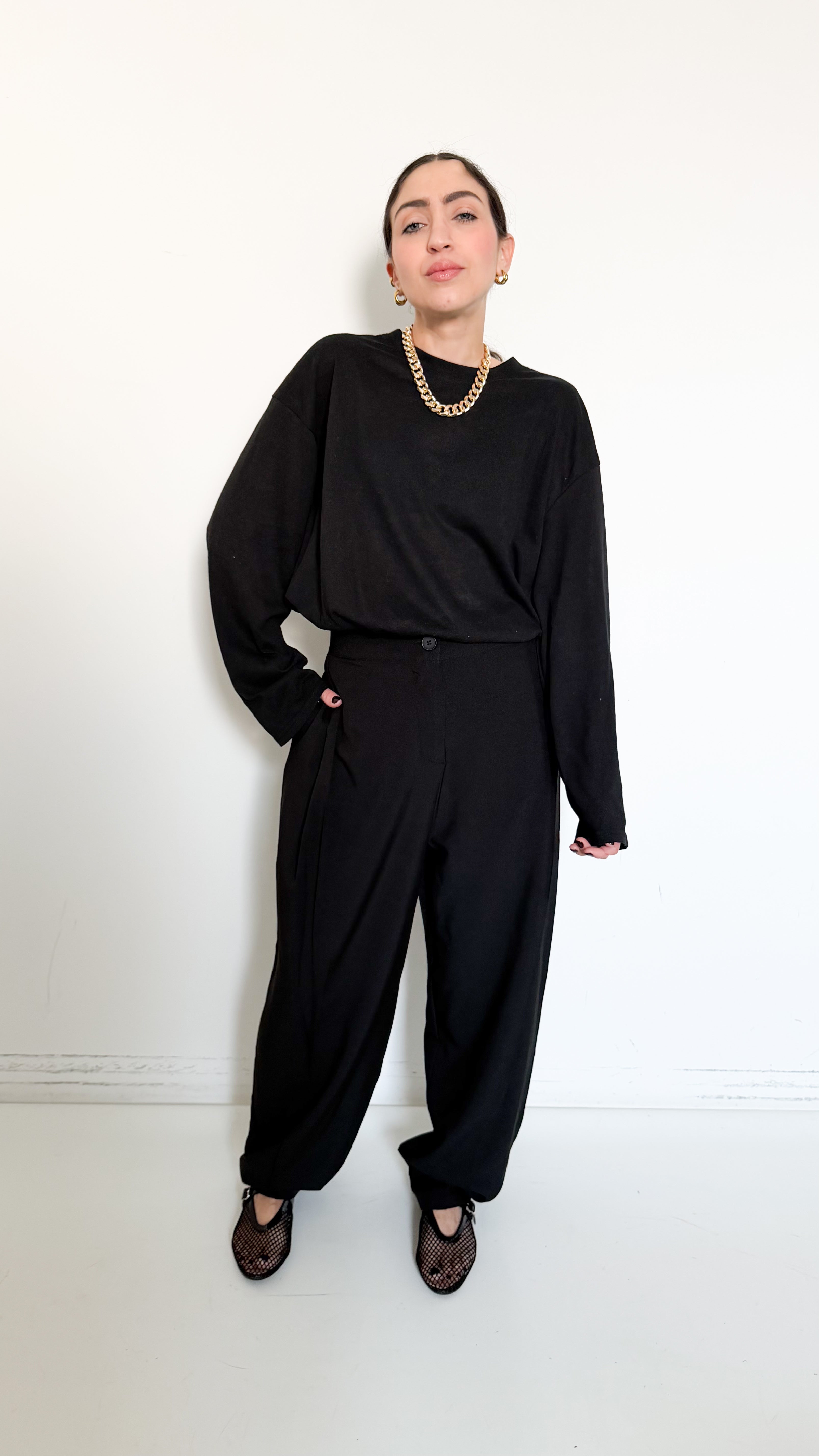 Pantaloni Barrel Neri