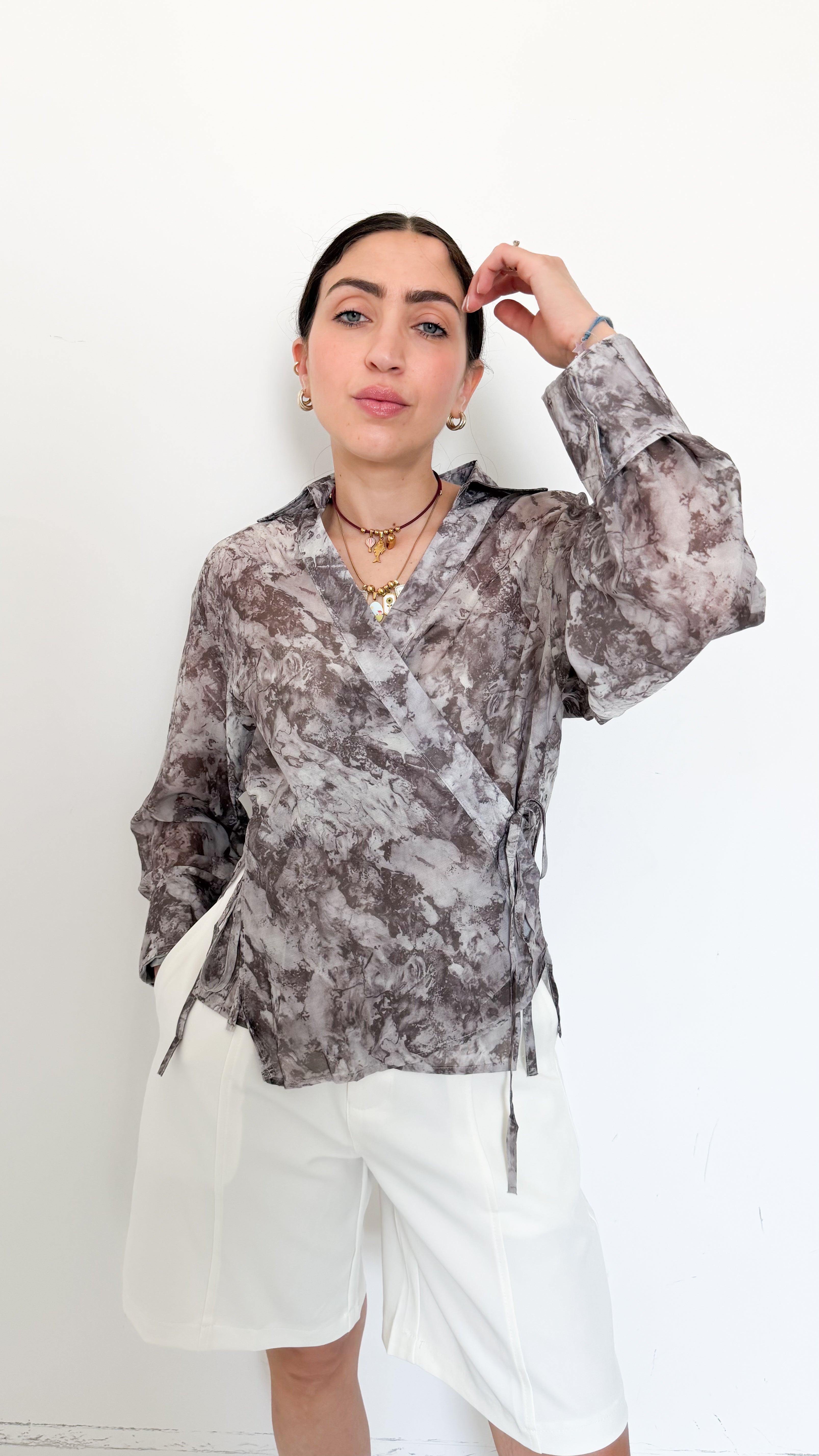 Blusa Grigia A Fantasia