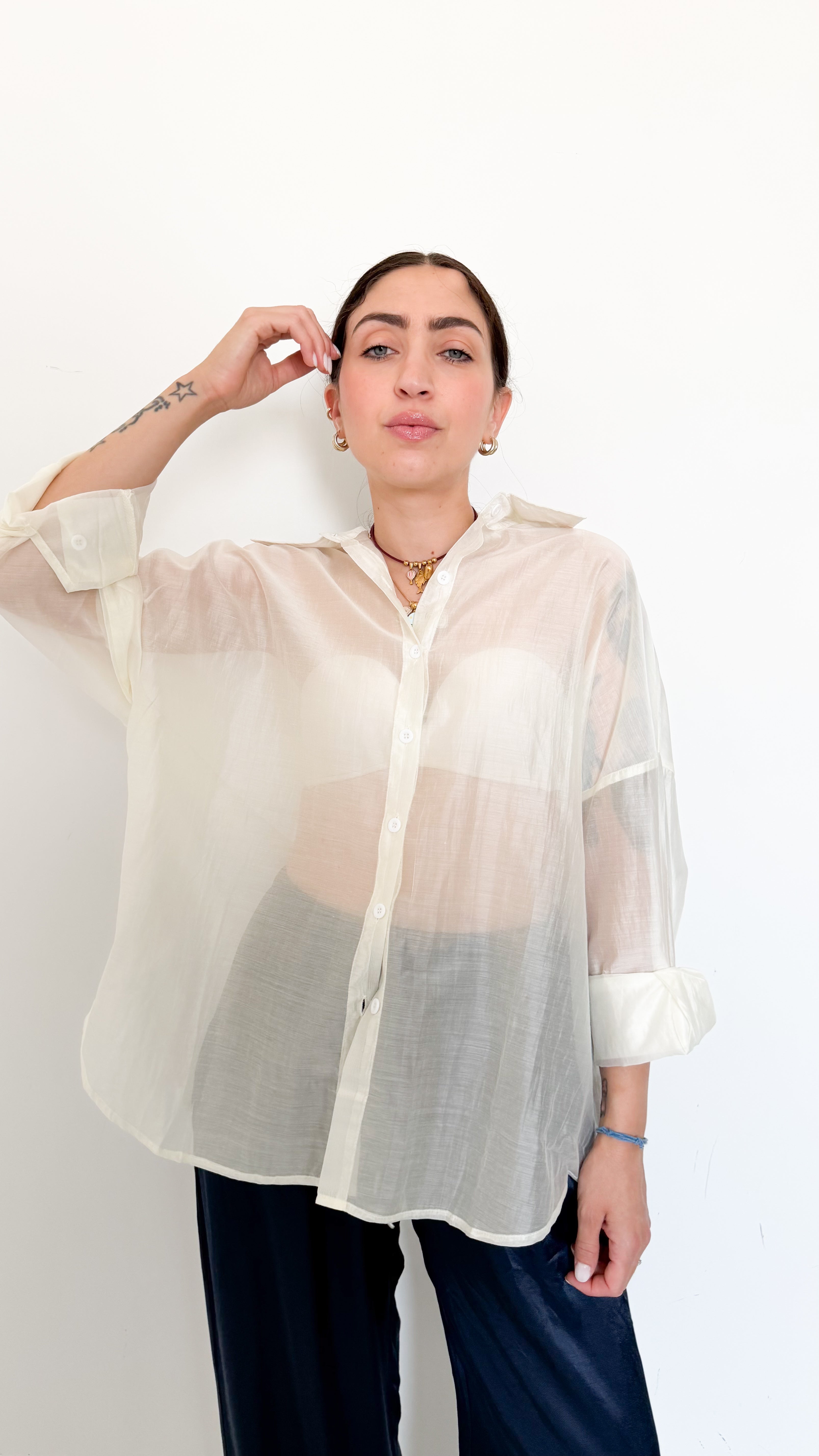 Camicia Over Velata Burro