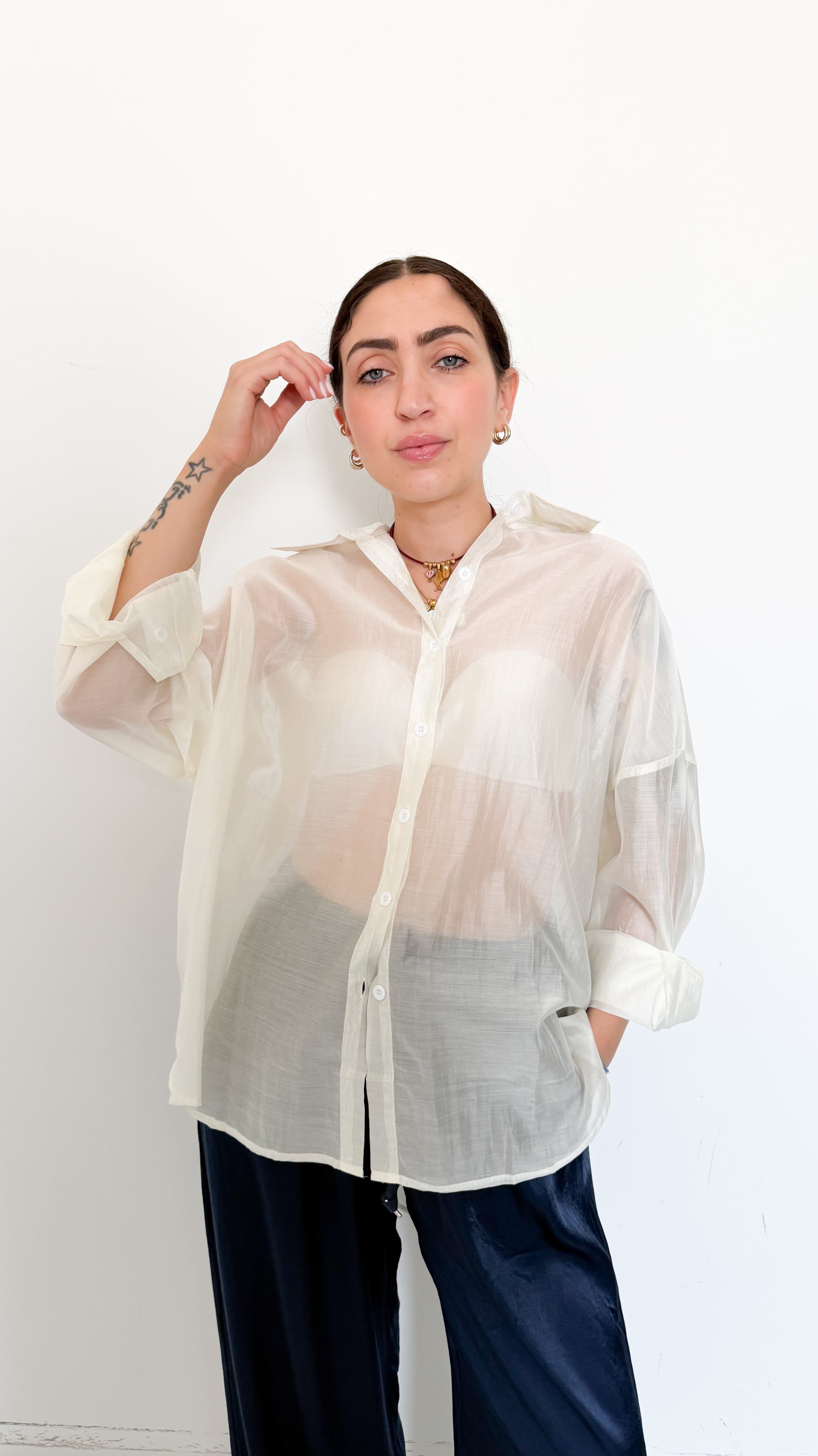 Camicia Over Velata Burro