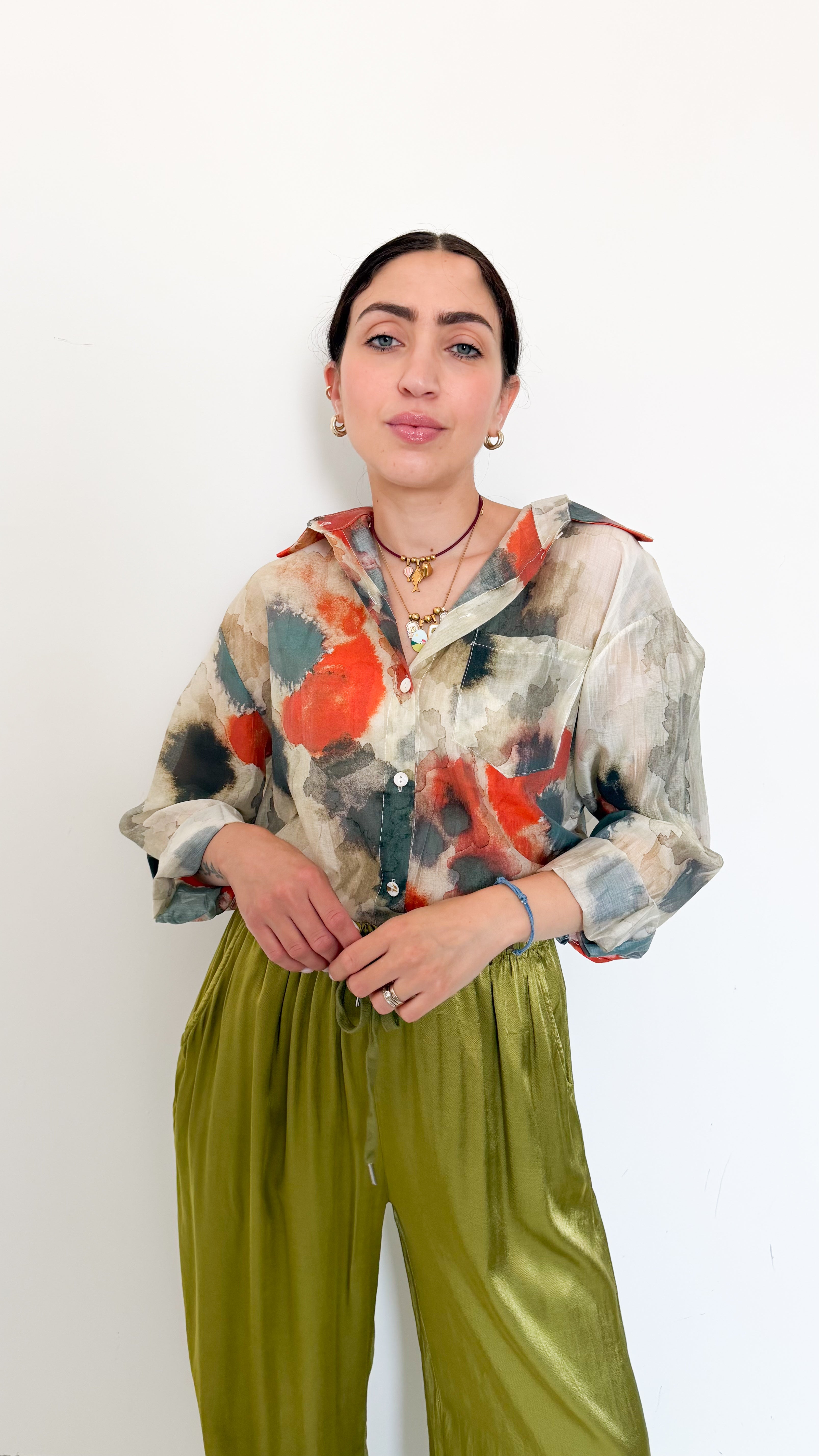 Camicia Velata A Fantasia Arancio