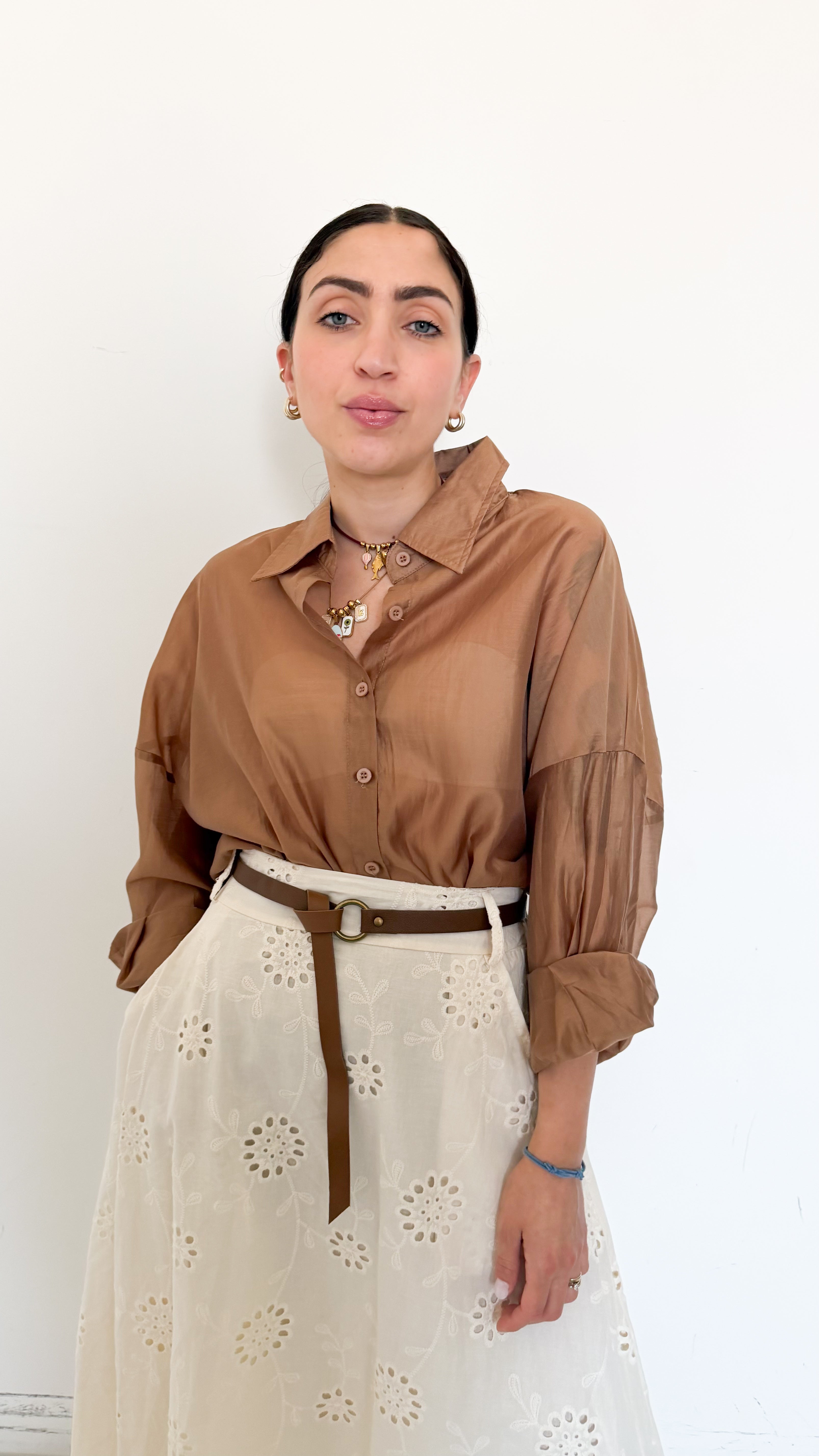 Camicia Over Velata Camel