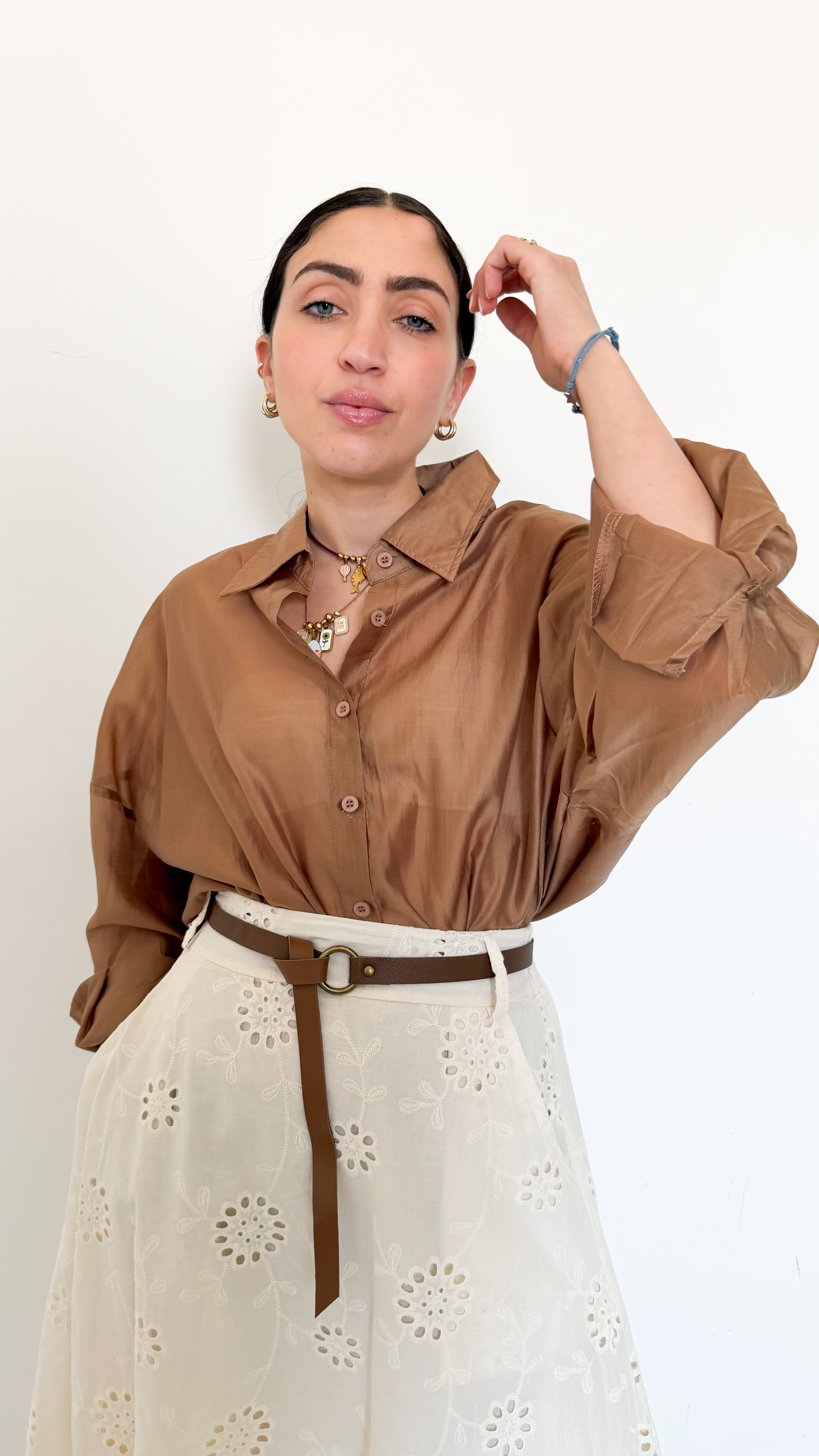Camicia Over Velata Camel