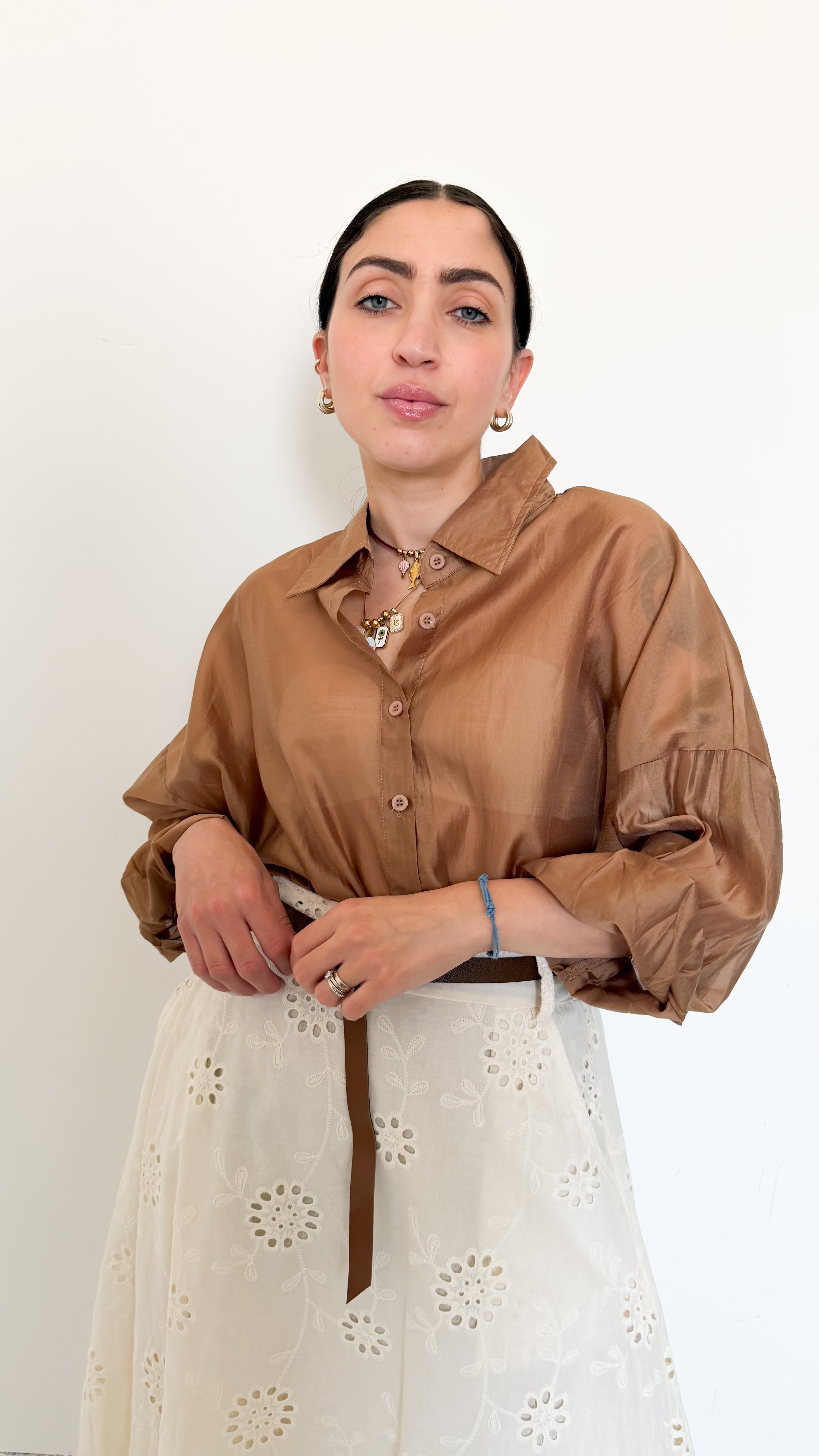 Camicia Over Velata Camel