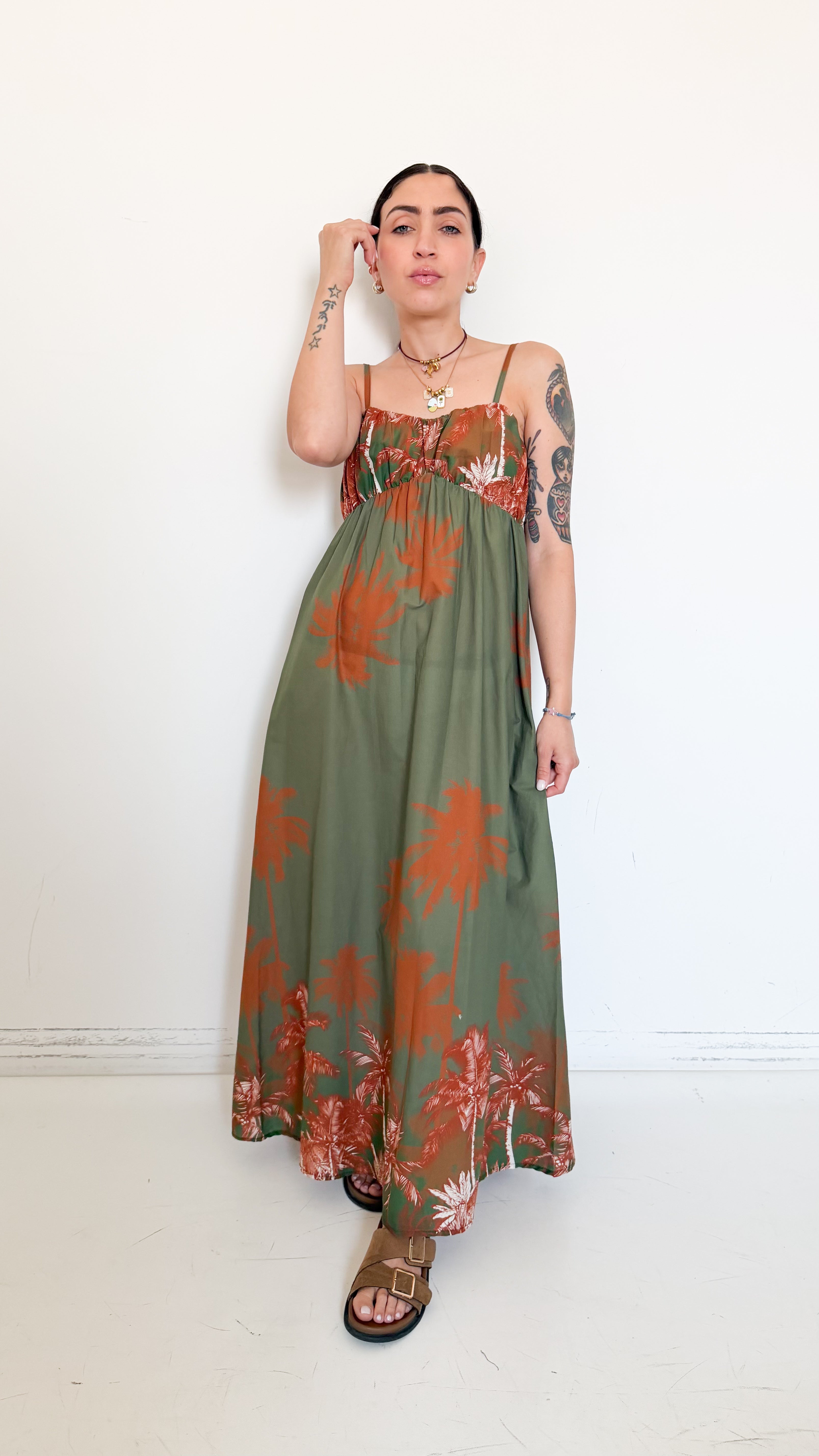 Vestito Verde A Fantasia
