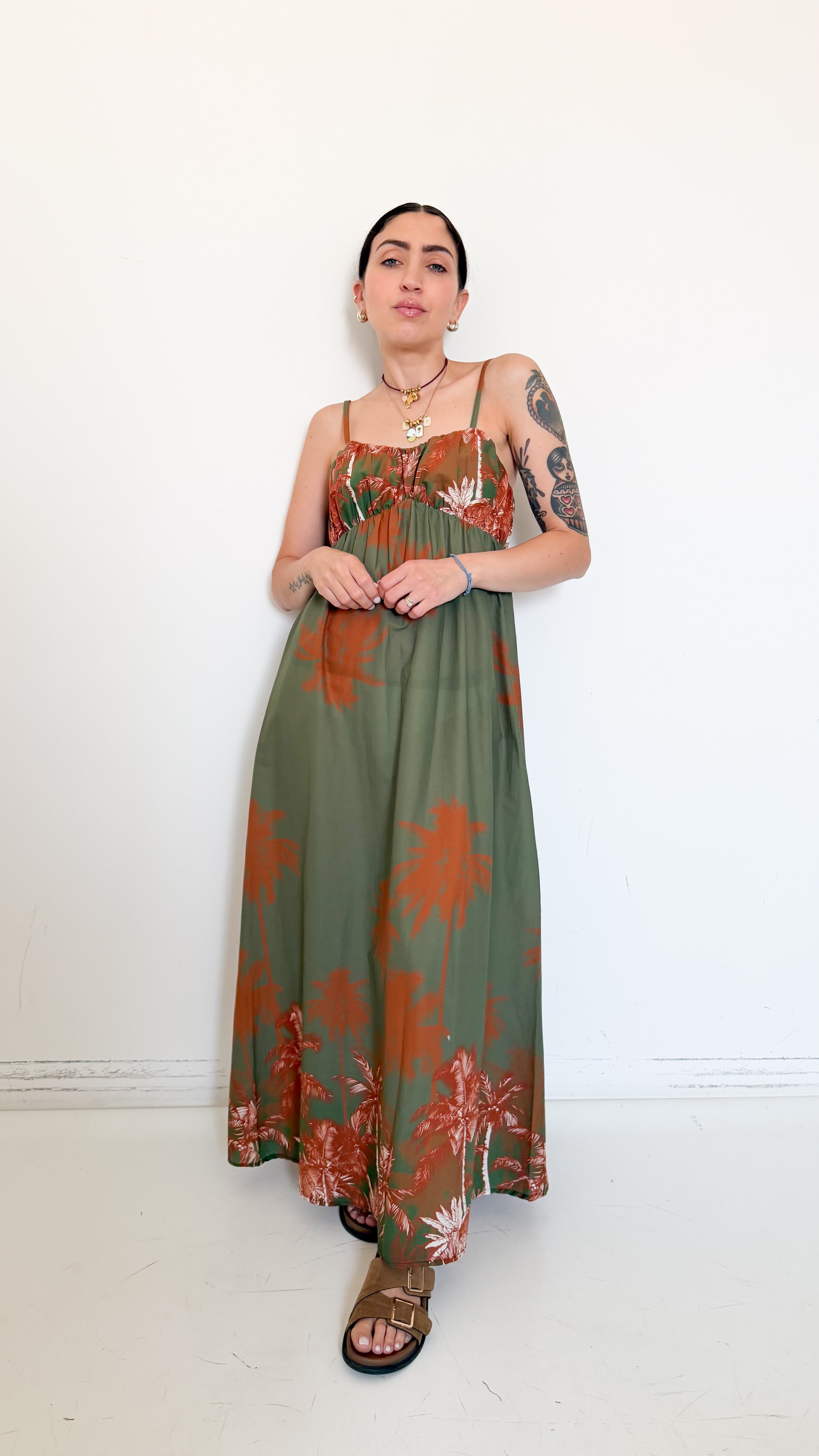 Vestito Verde A Fantasia