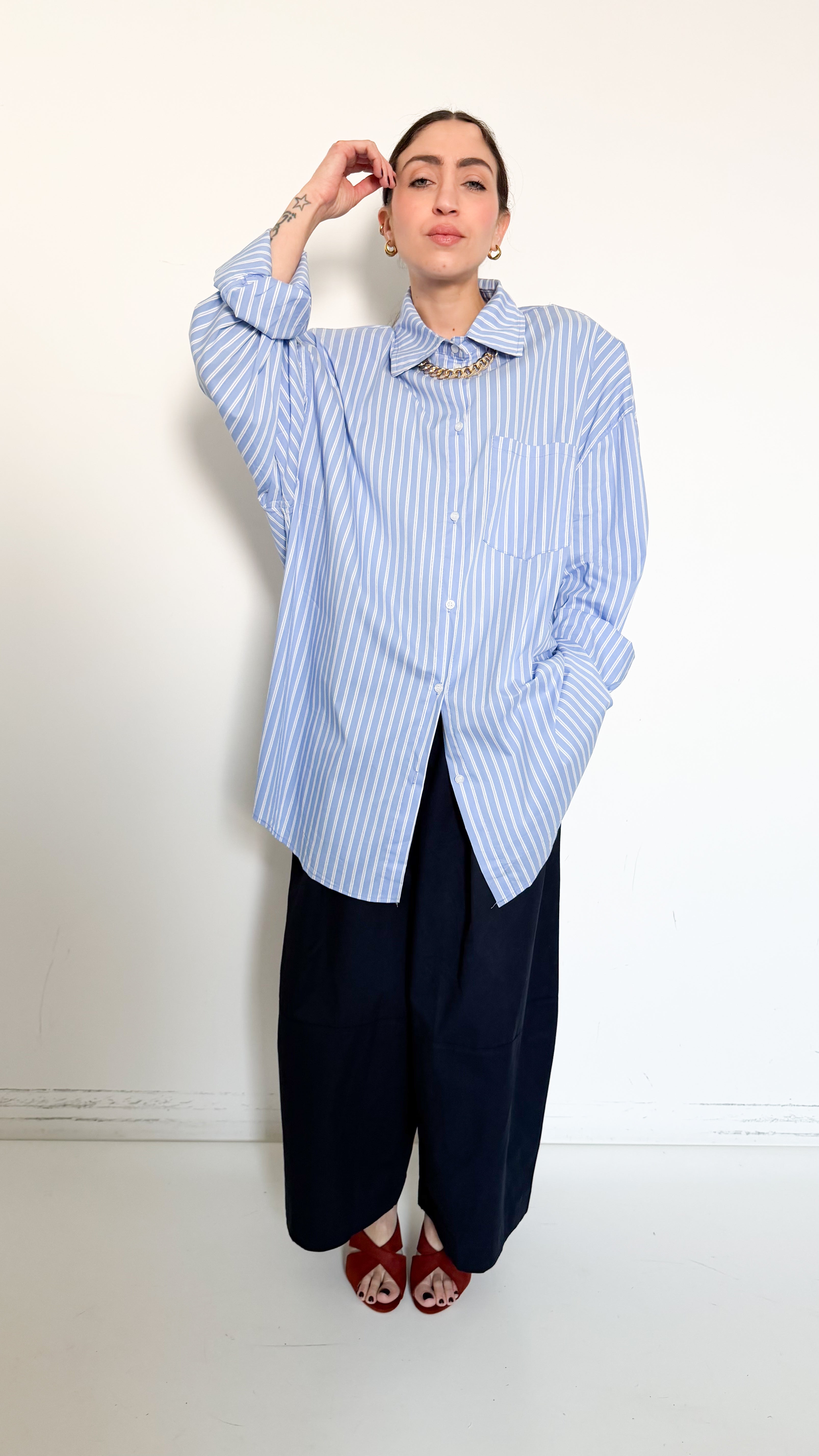 Pantaloni Blu In Cotone