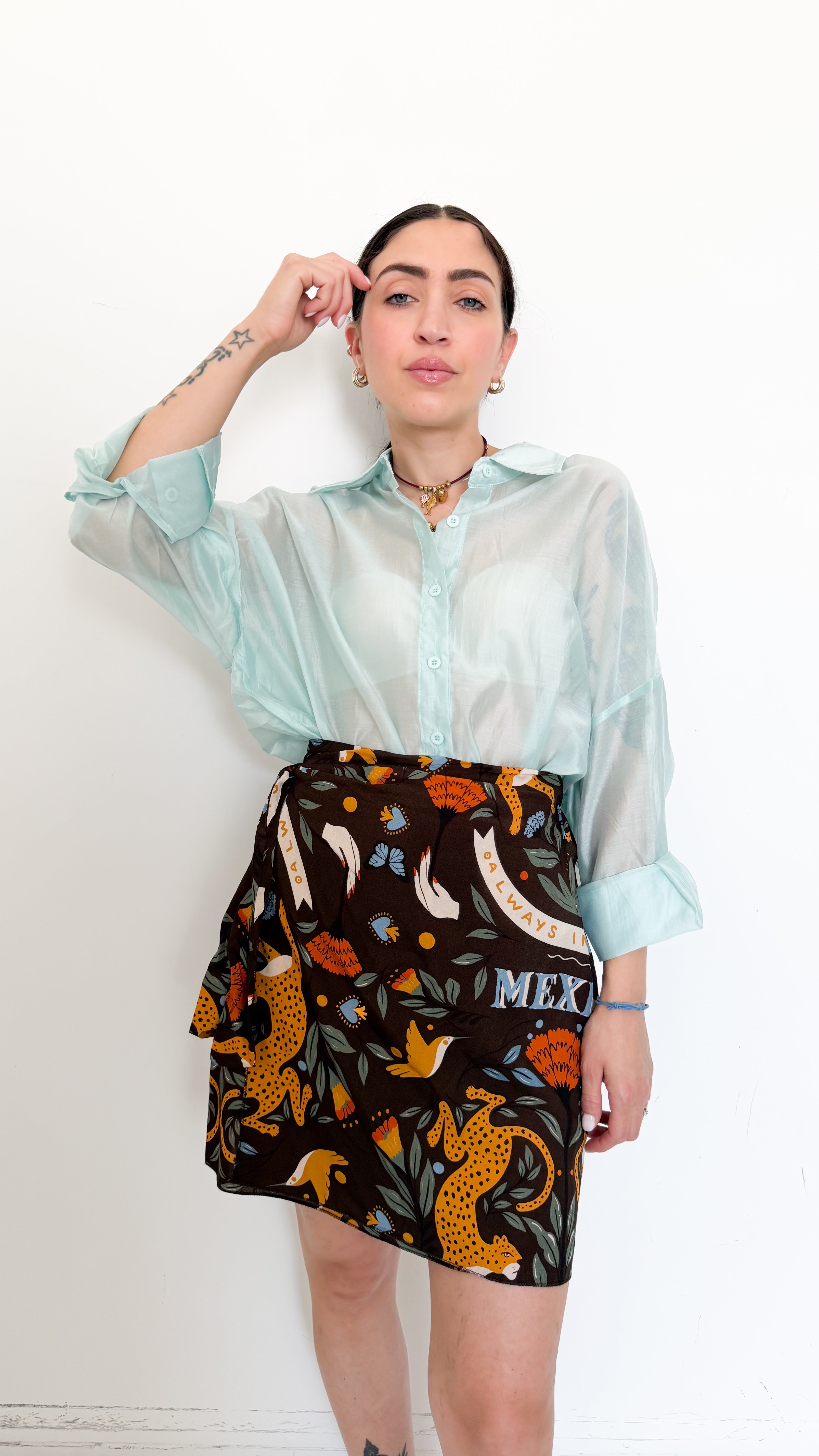 Camicia Over Velata Menta