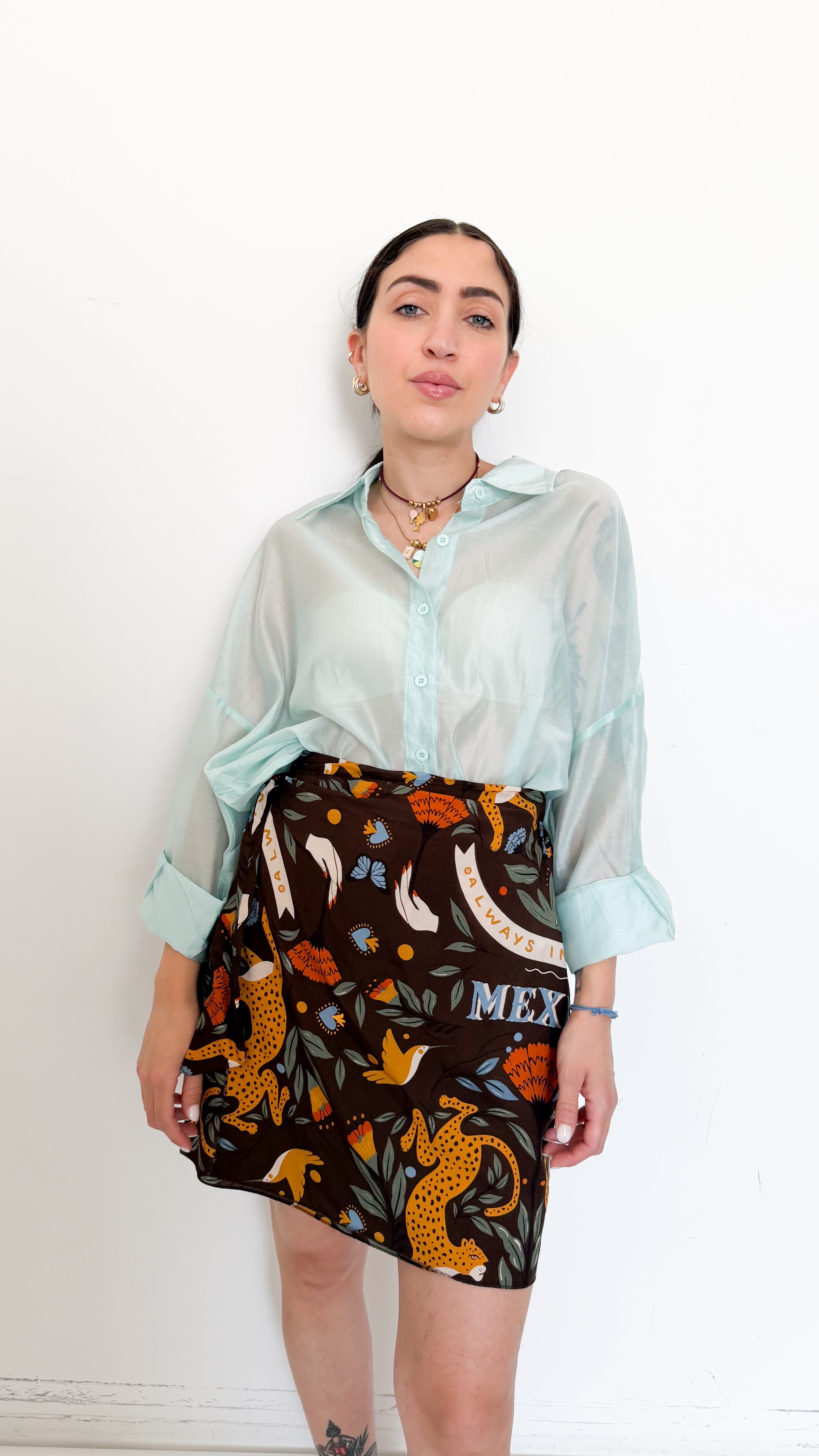 Camicia Over Velata Menta