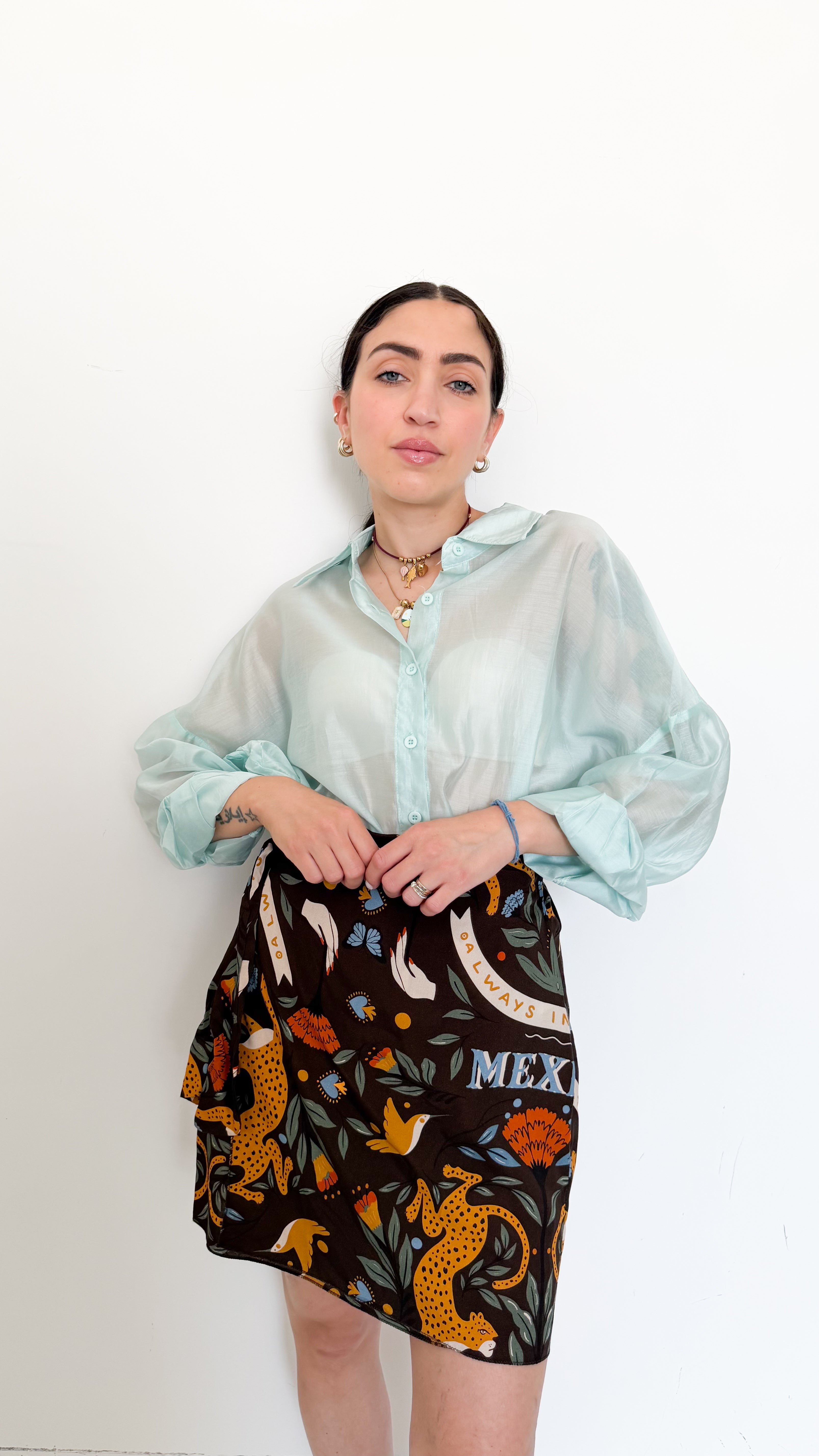 Camicia Over Velata Menta