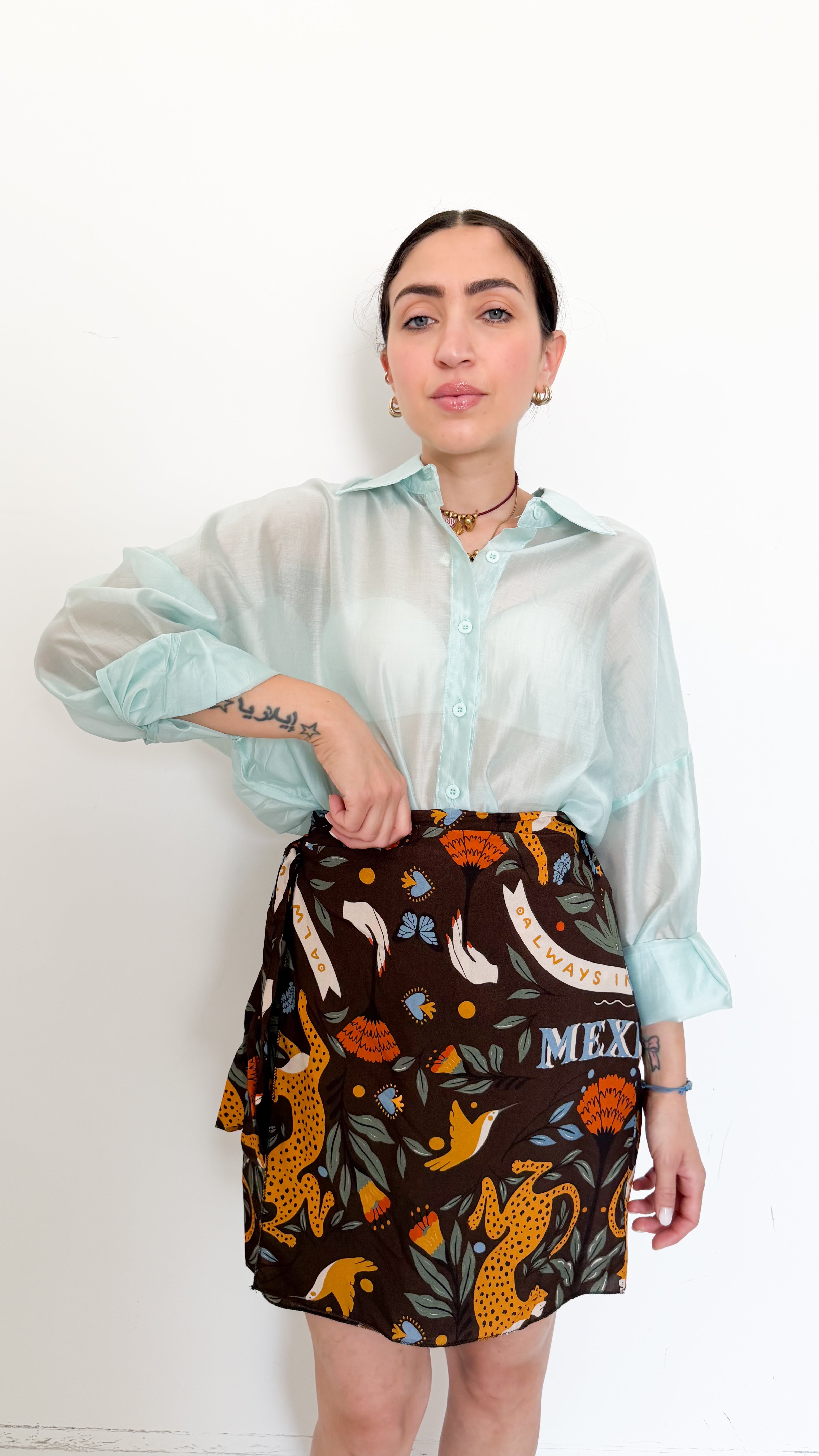 Camicia Over Velata Menta