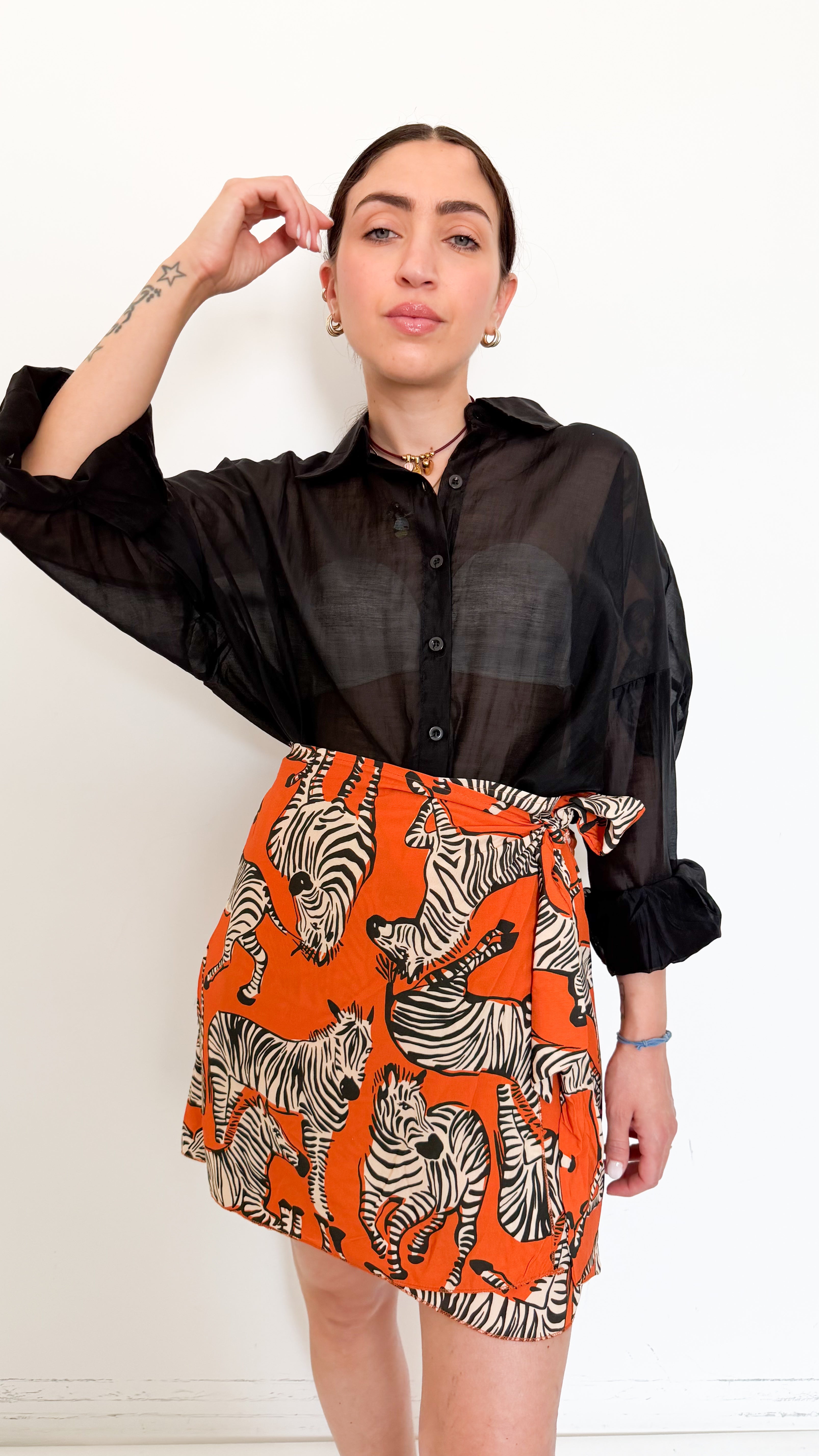 Camicia Over Velata Nera