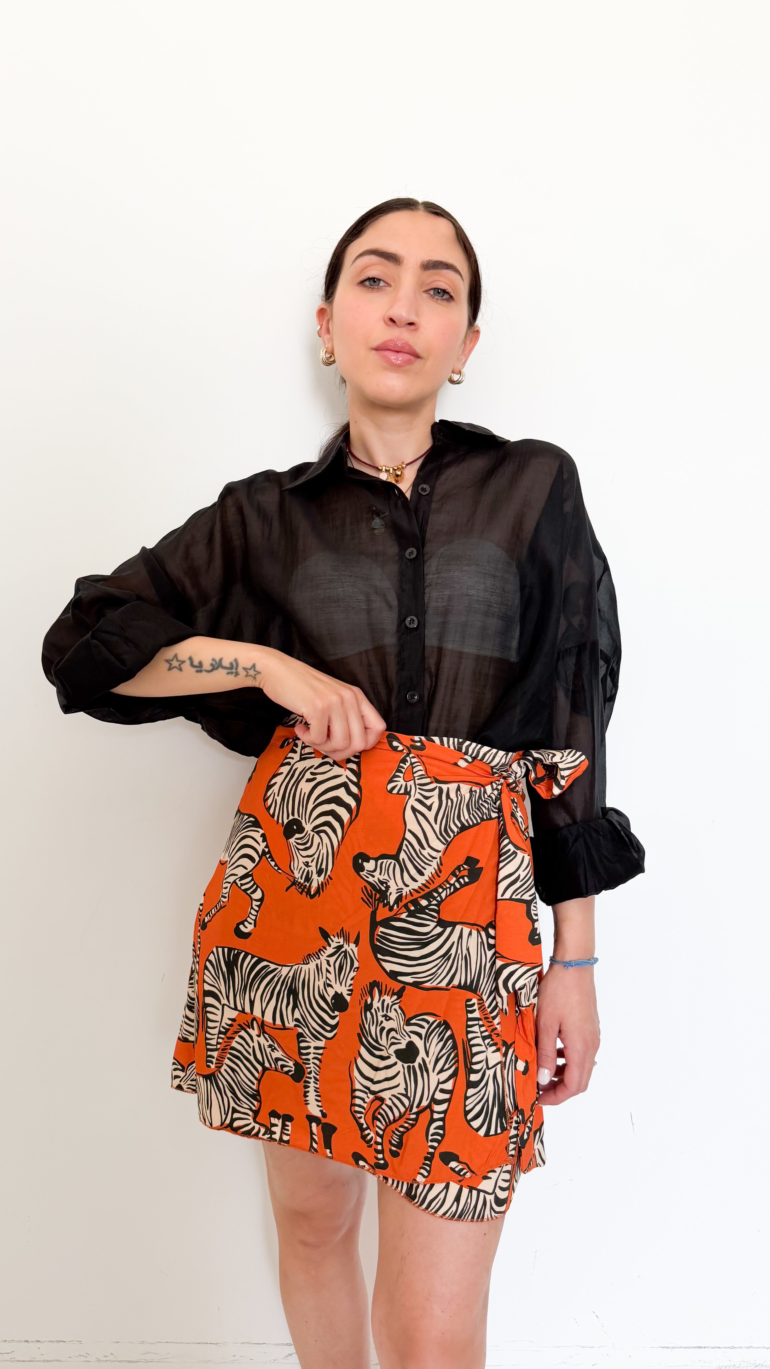 Camicia Over Velata Nera