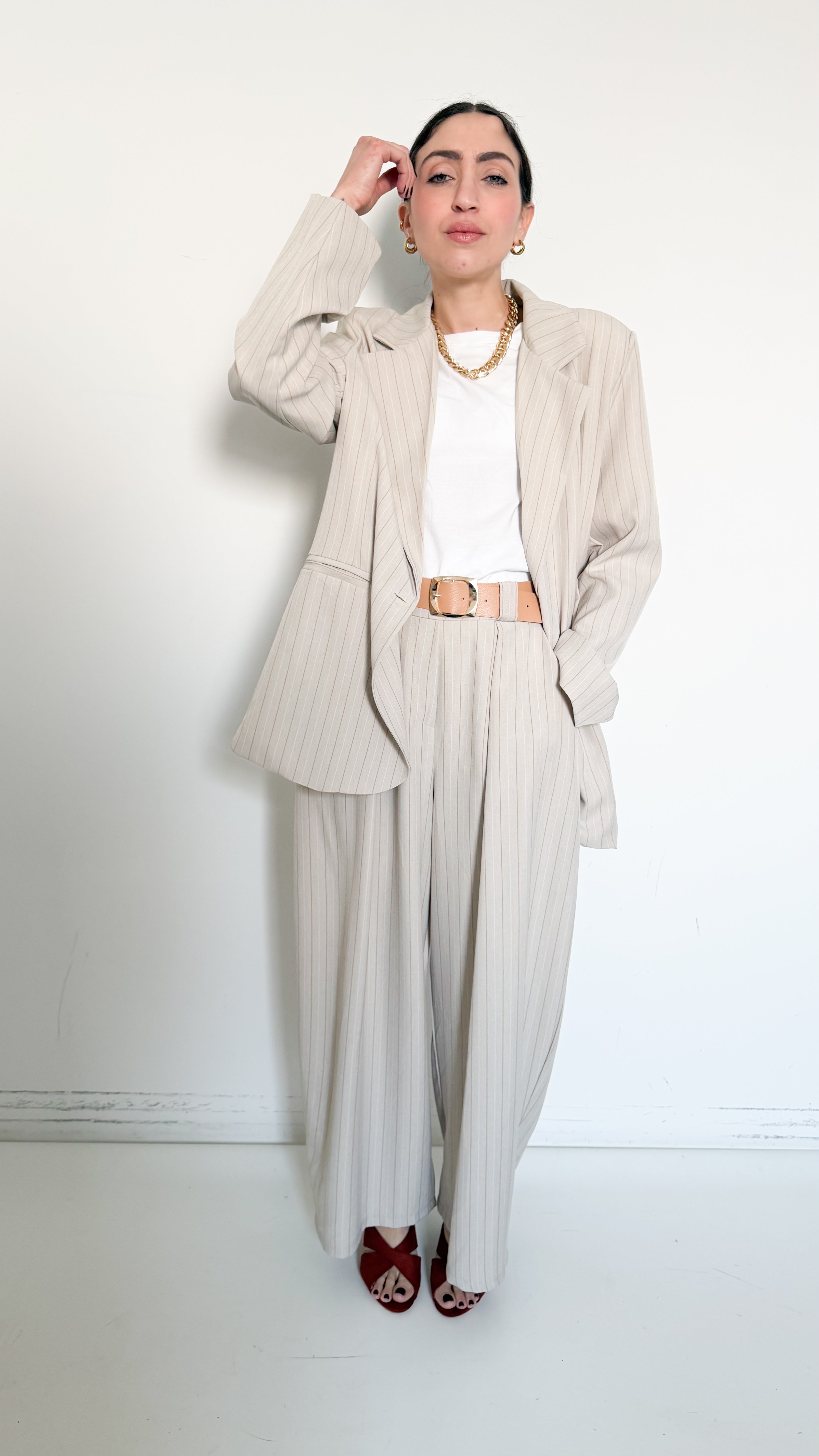 Tailleur Gessato Beige