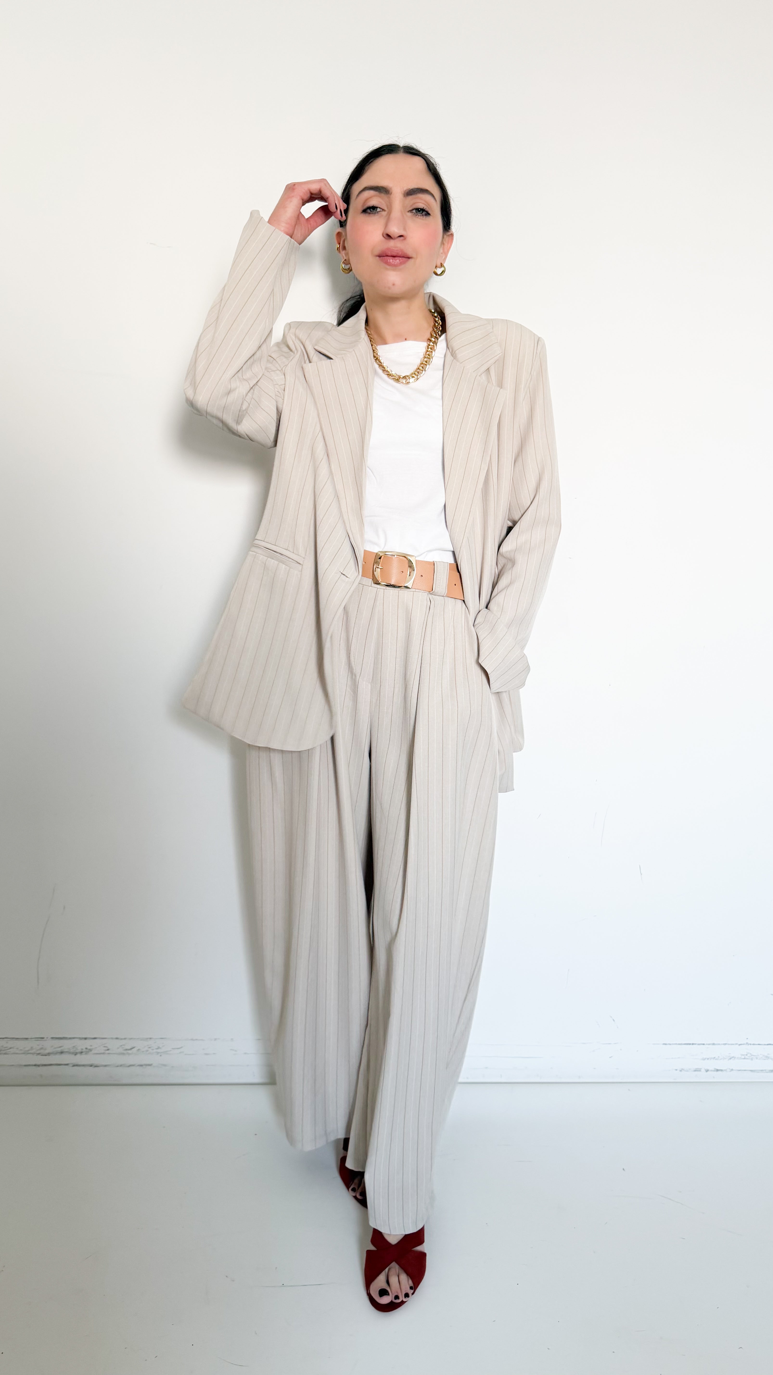 Tailleur Gessato Beige