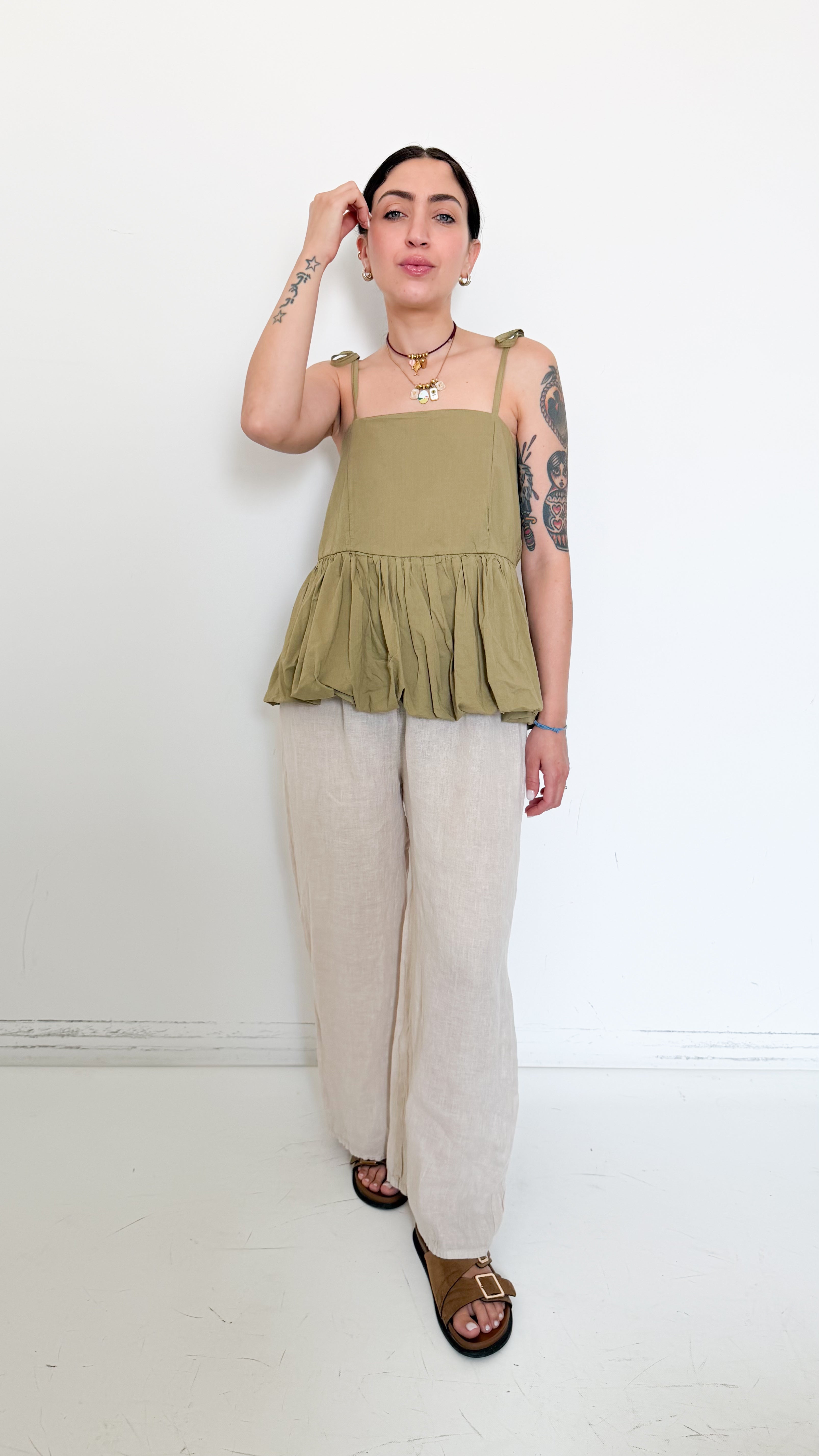 Pantaloni in Lino Beige