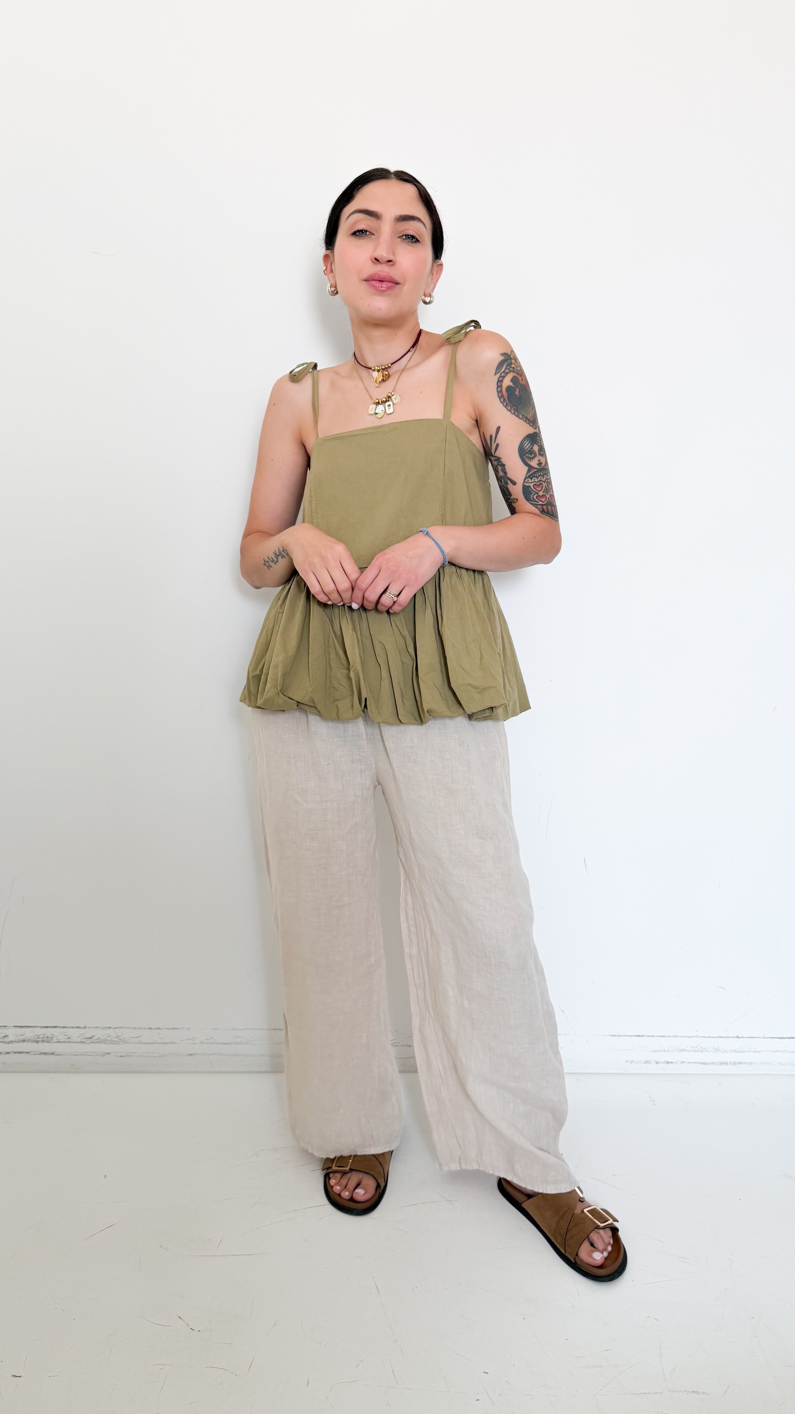 Pantaloni in Lino Beige