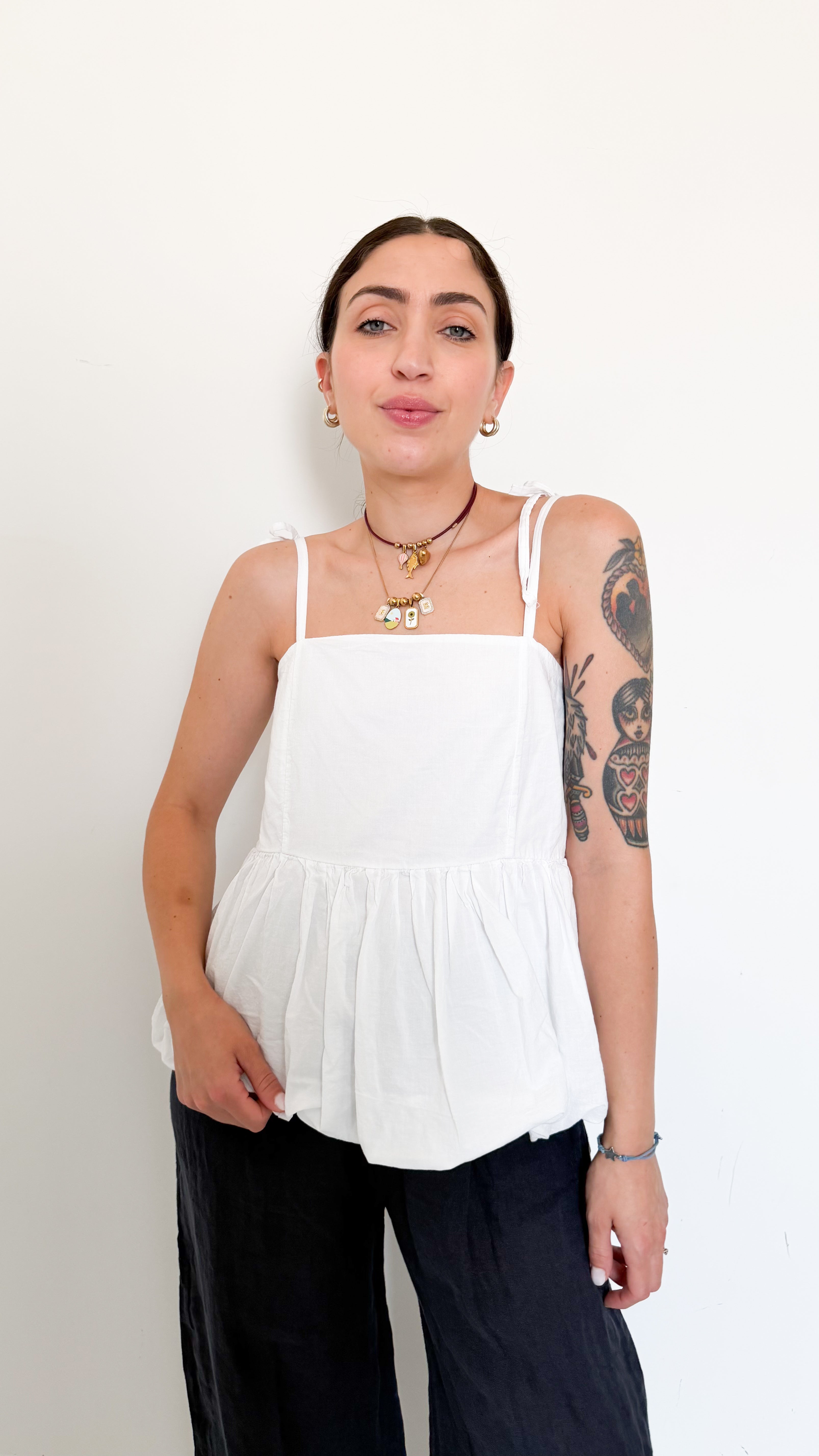 Top Bianco Con Balza