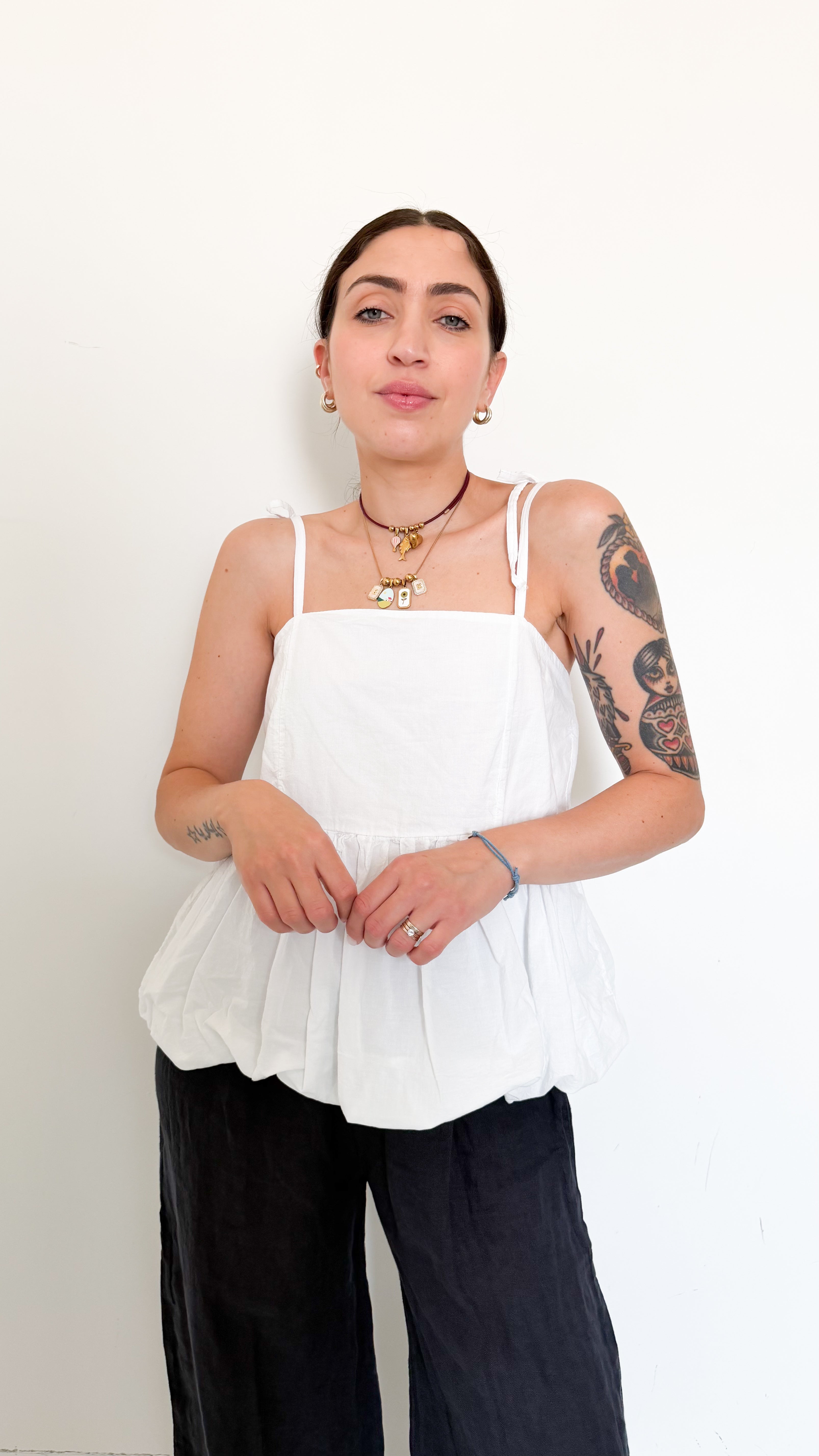 Top Bianco Con Balza