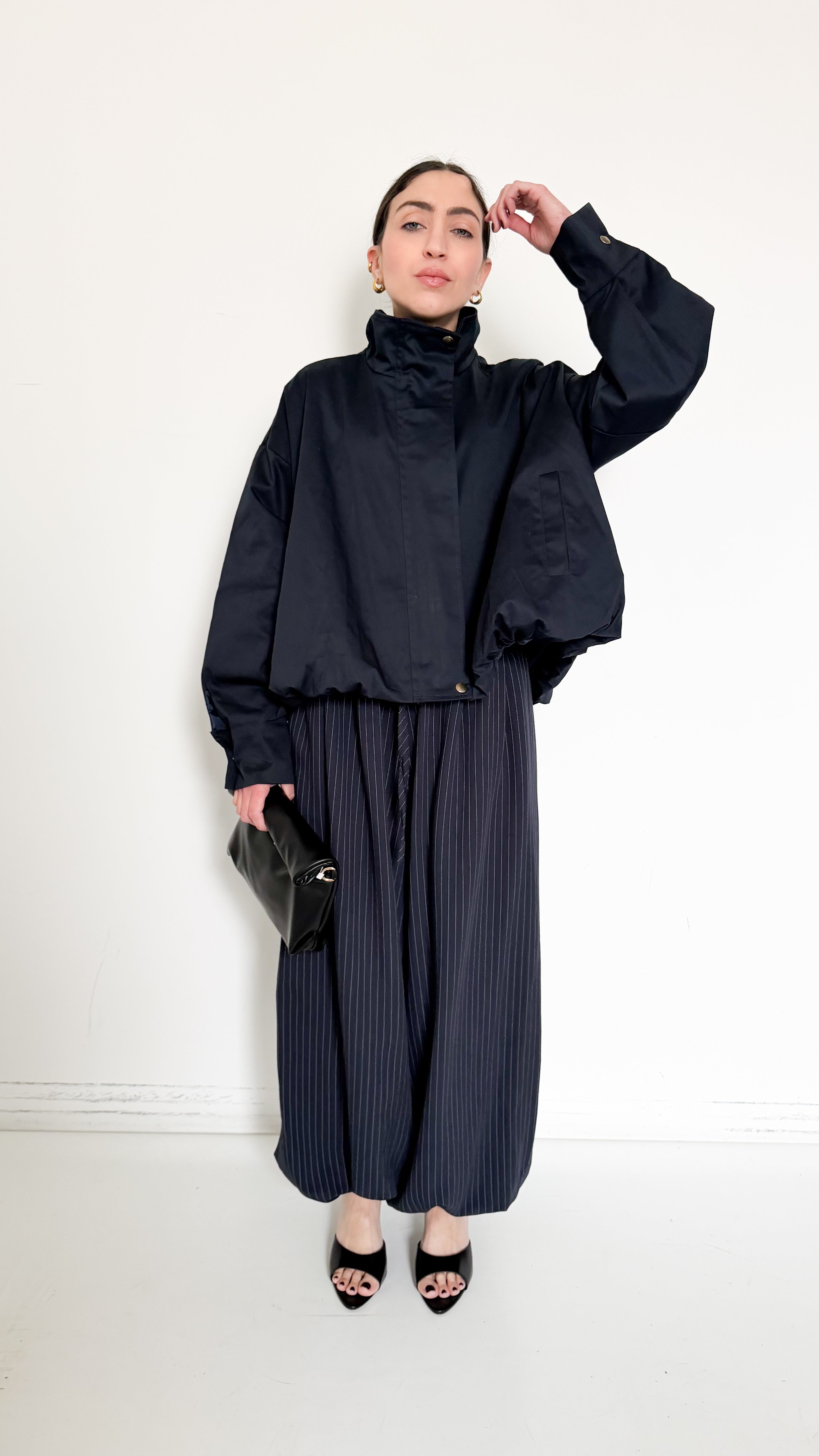 Pantaloni Bloomer Blu Gessati