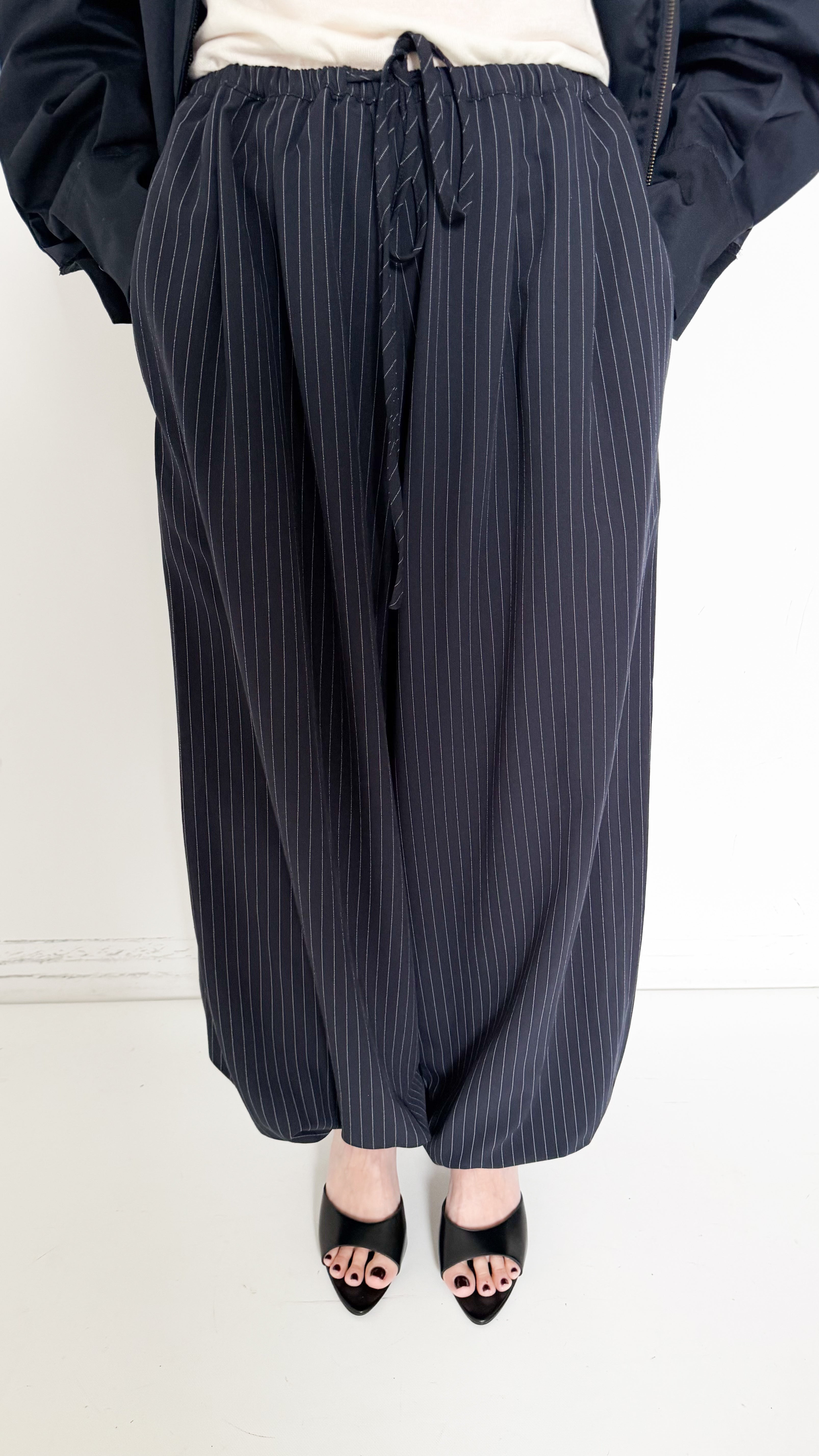 Pantaloni Bloomer Blu Gessati