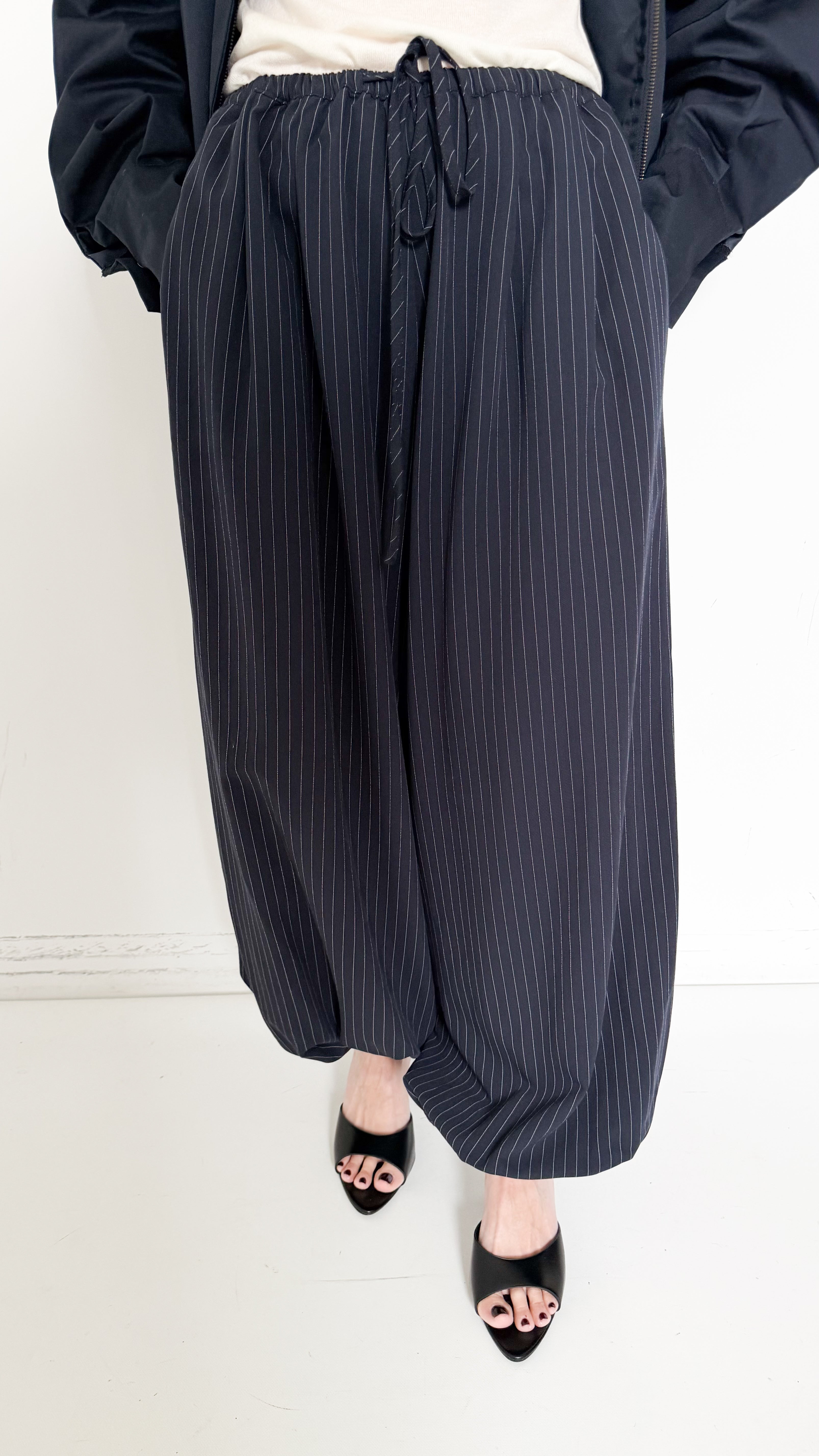 Pantaloni Bloomer Blu Gessati