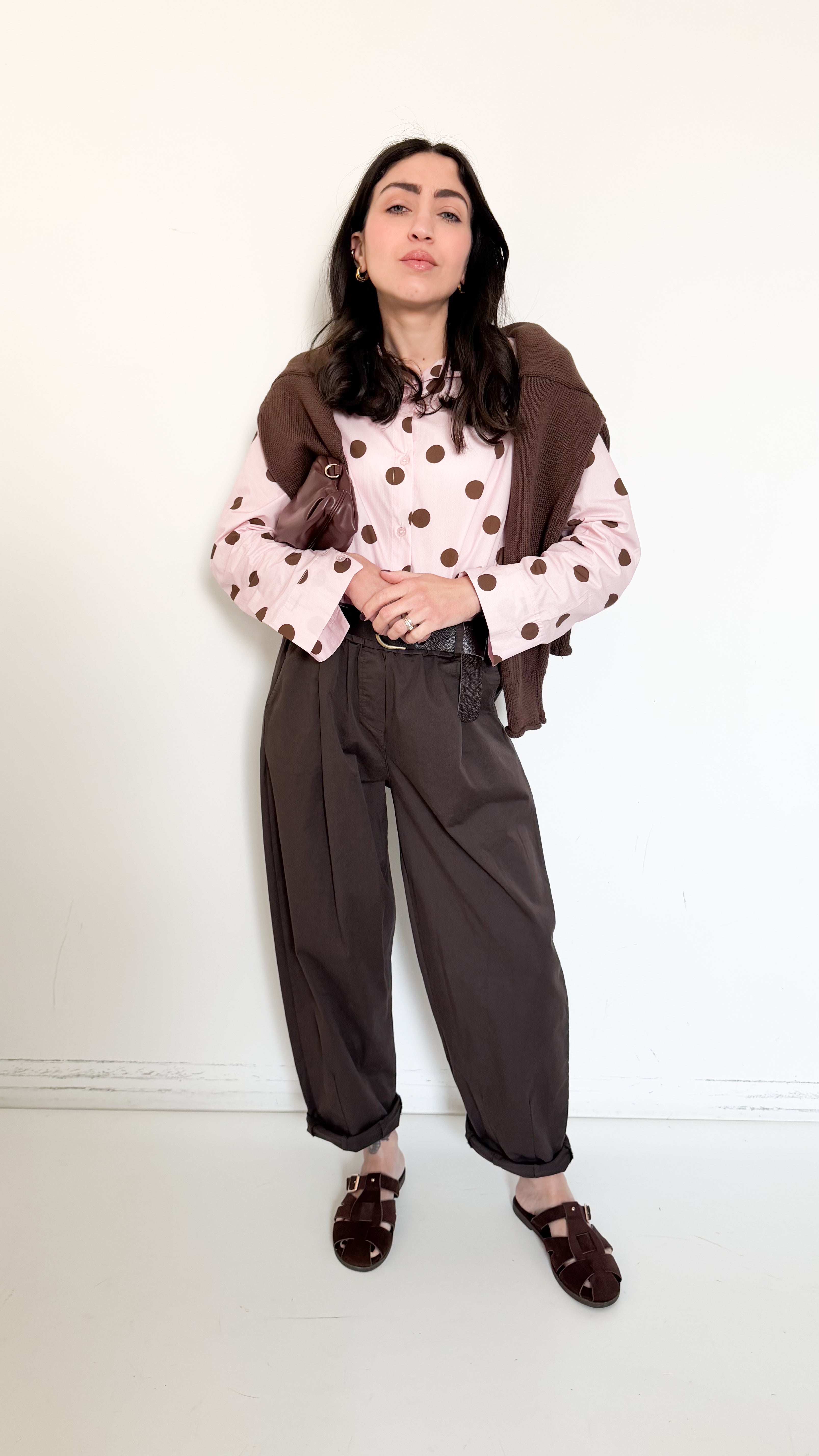 Pantaloni Marroni In Cotone