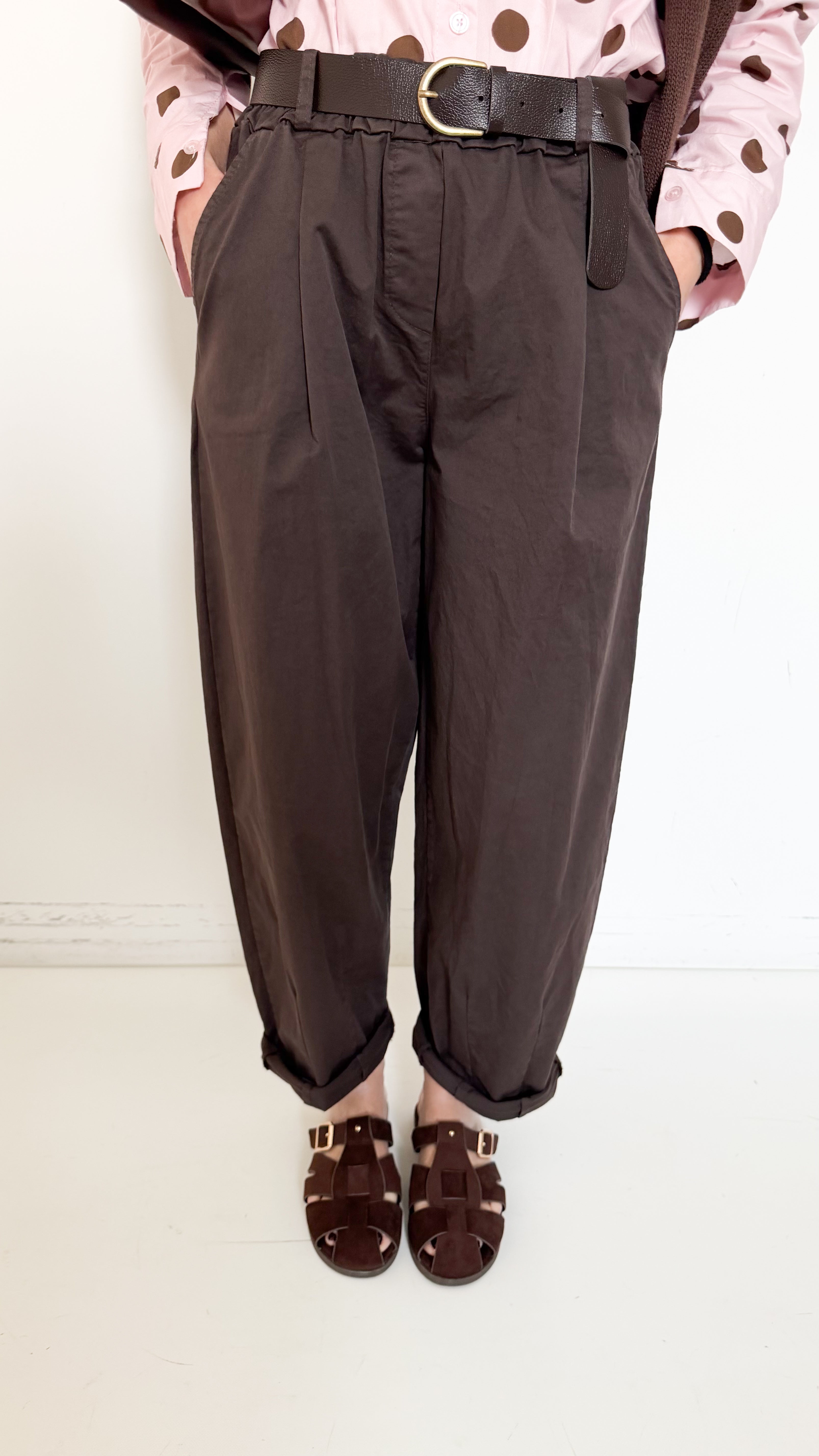 Pantaloni Marroni In Cotone