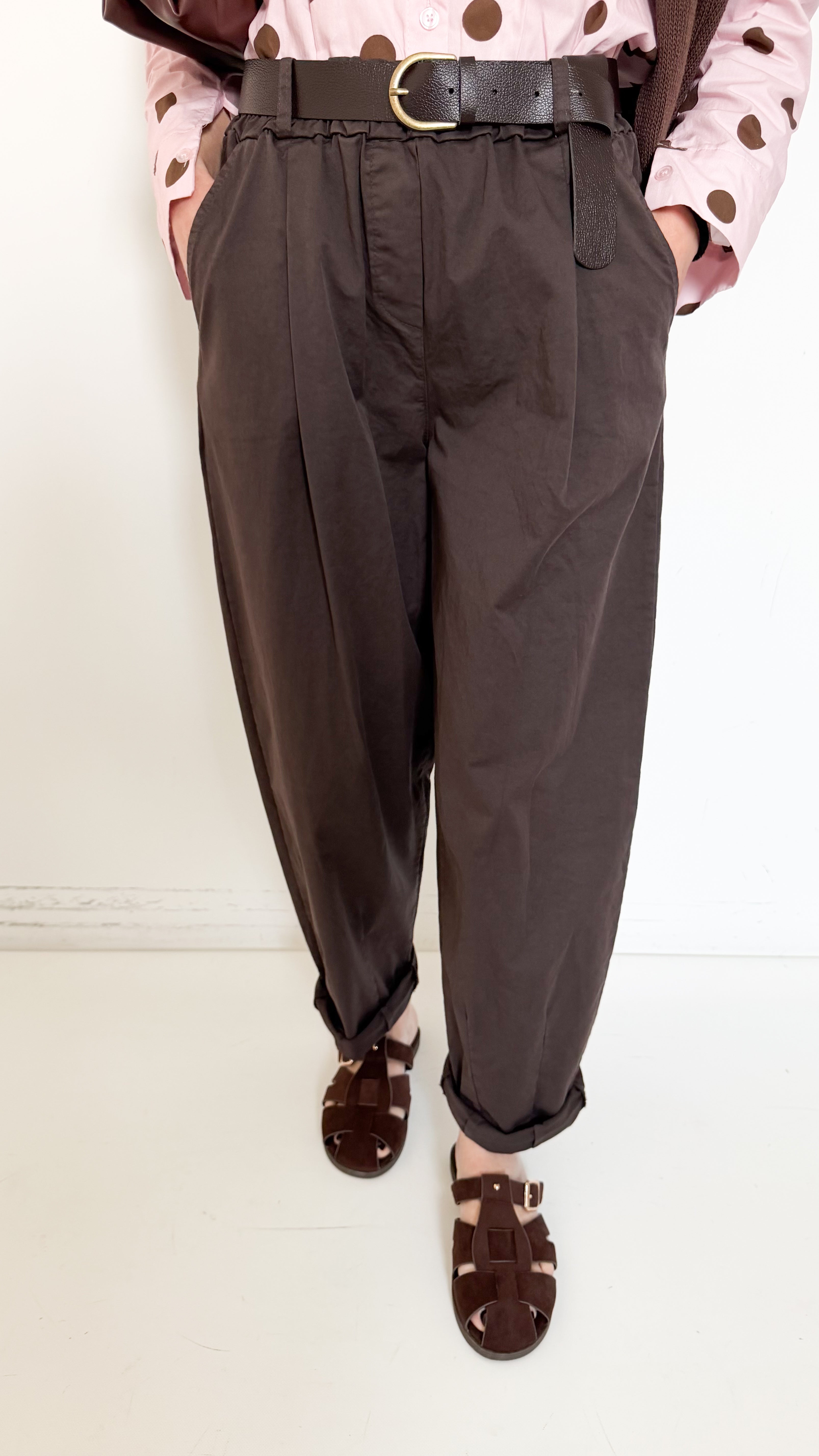 Pantaloni Marroni In Cotone