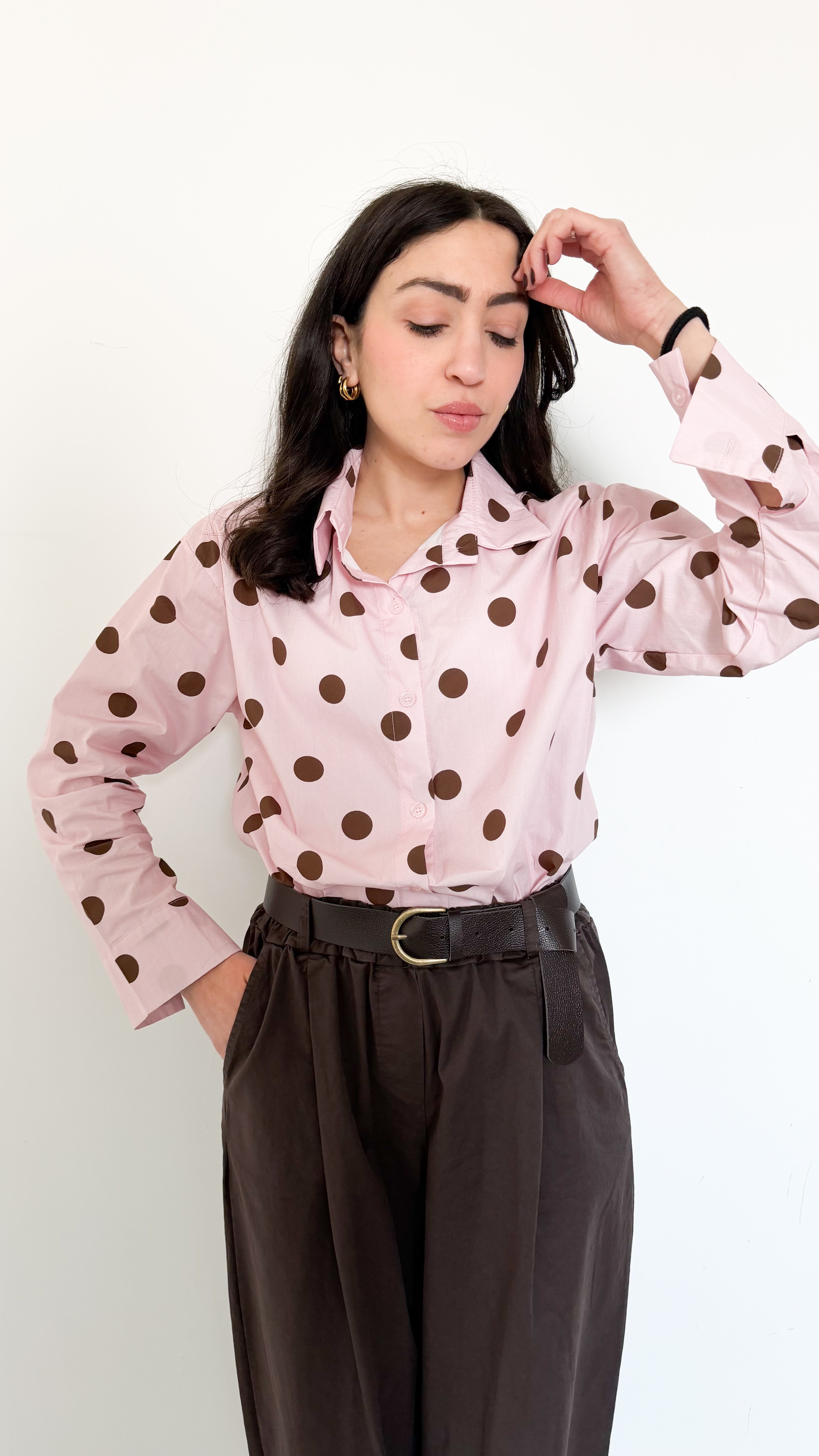 Camicia Rosa A Pois