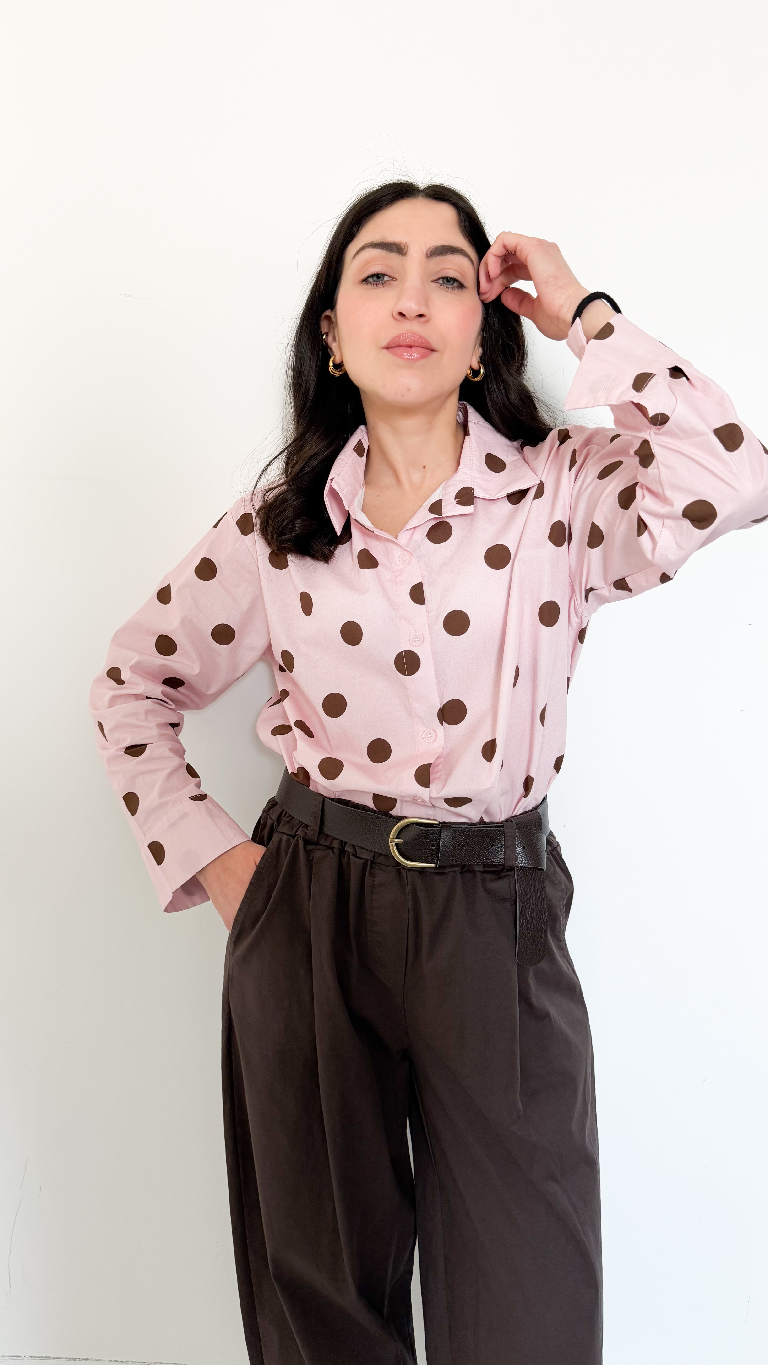 Camicia Rosa A Pois