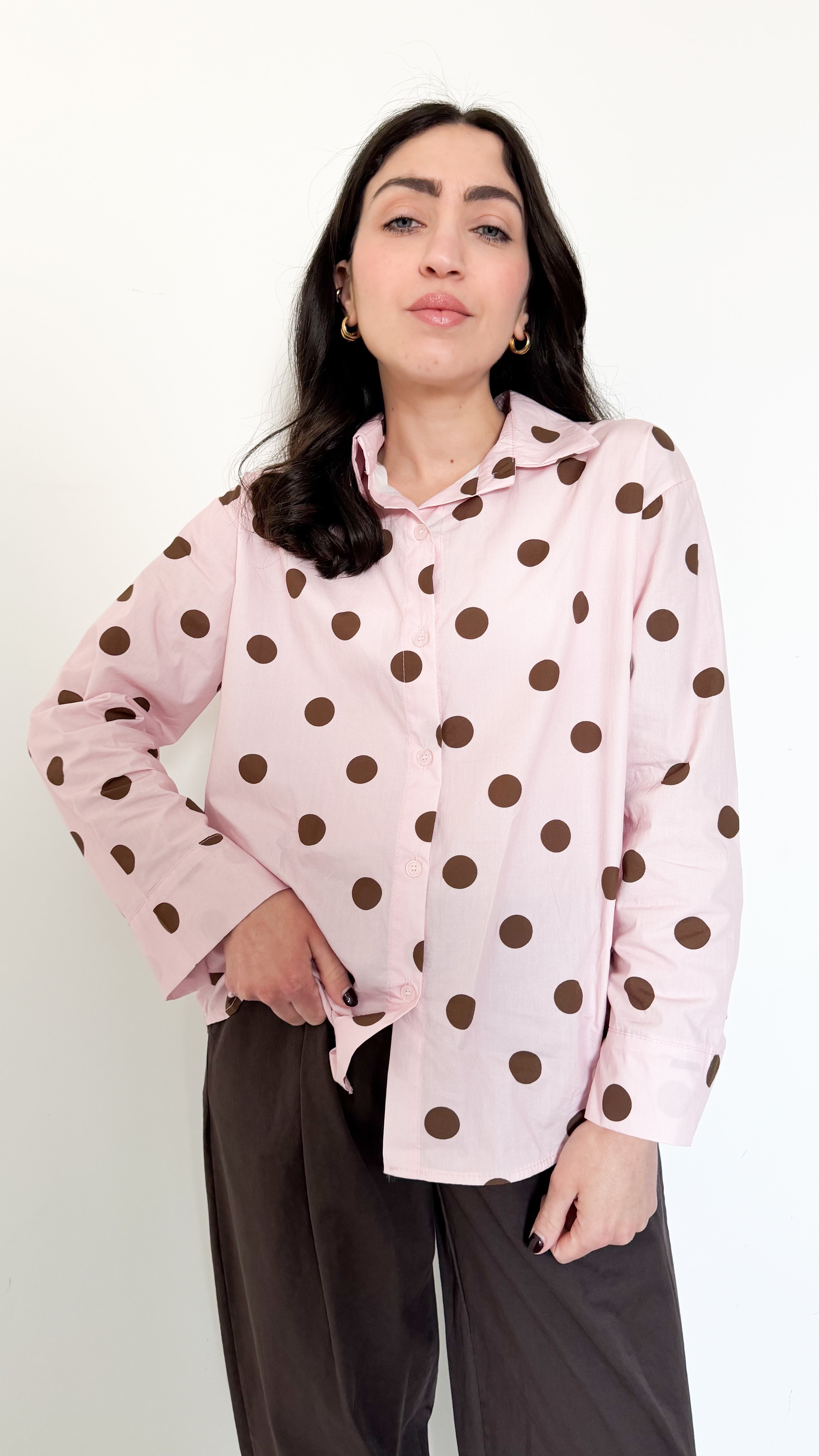 Camicia Rosa A Pois