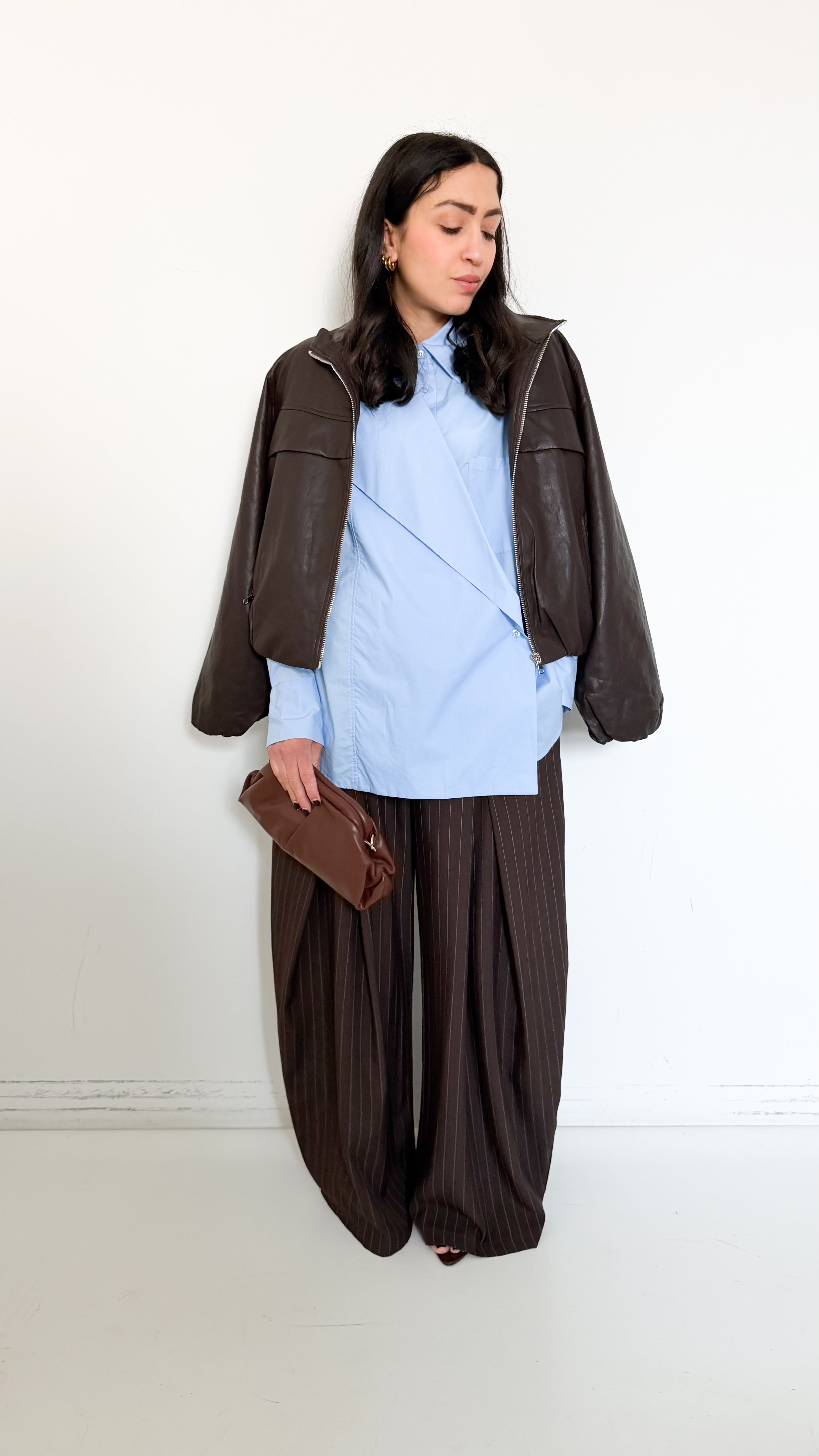 Pantaloni Barrel Marroni Gessati