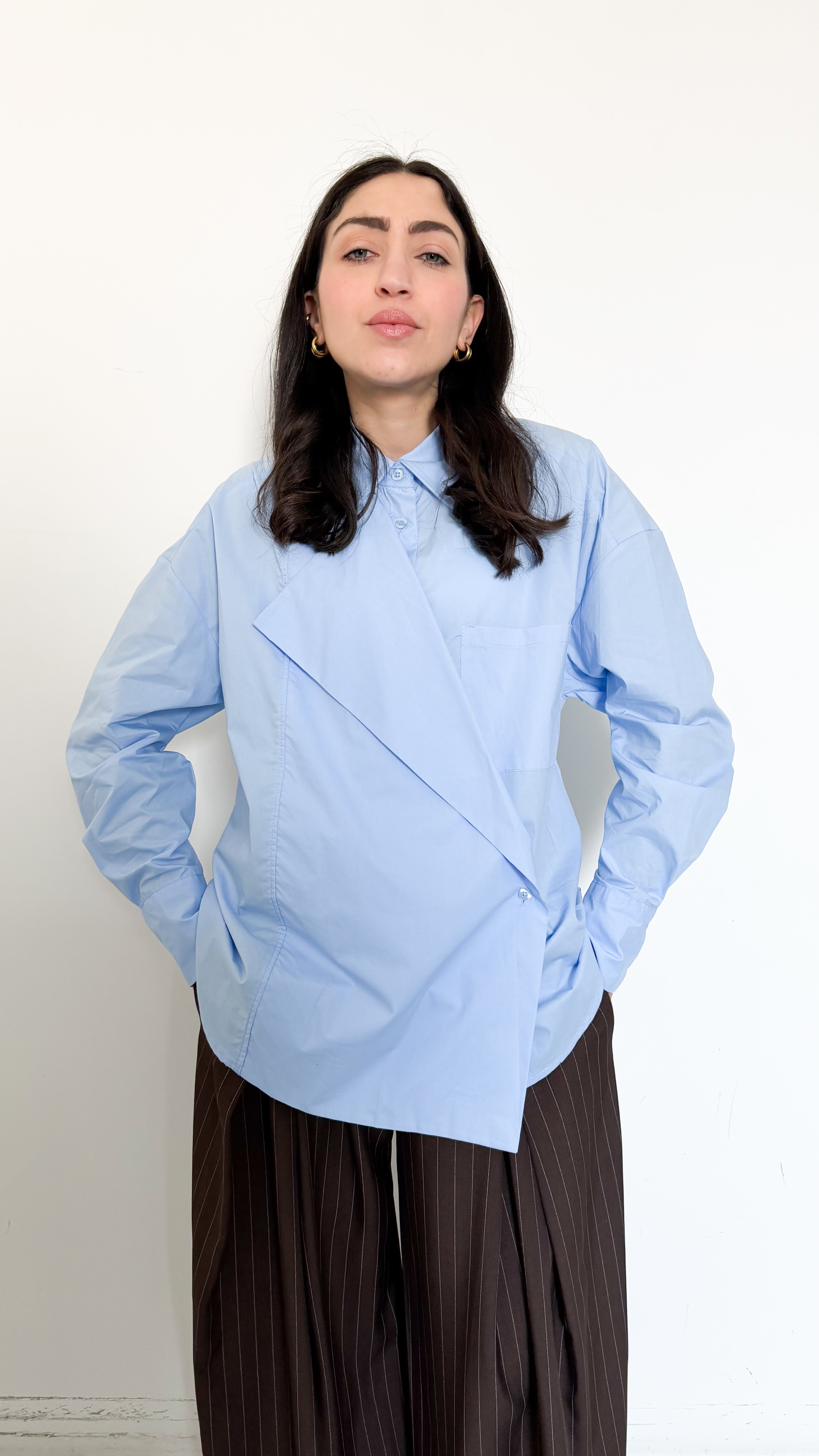 Camicia Celeste Con Patta