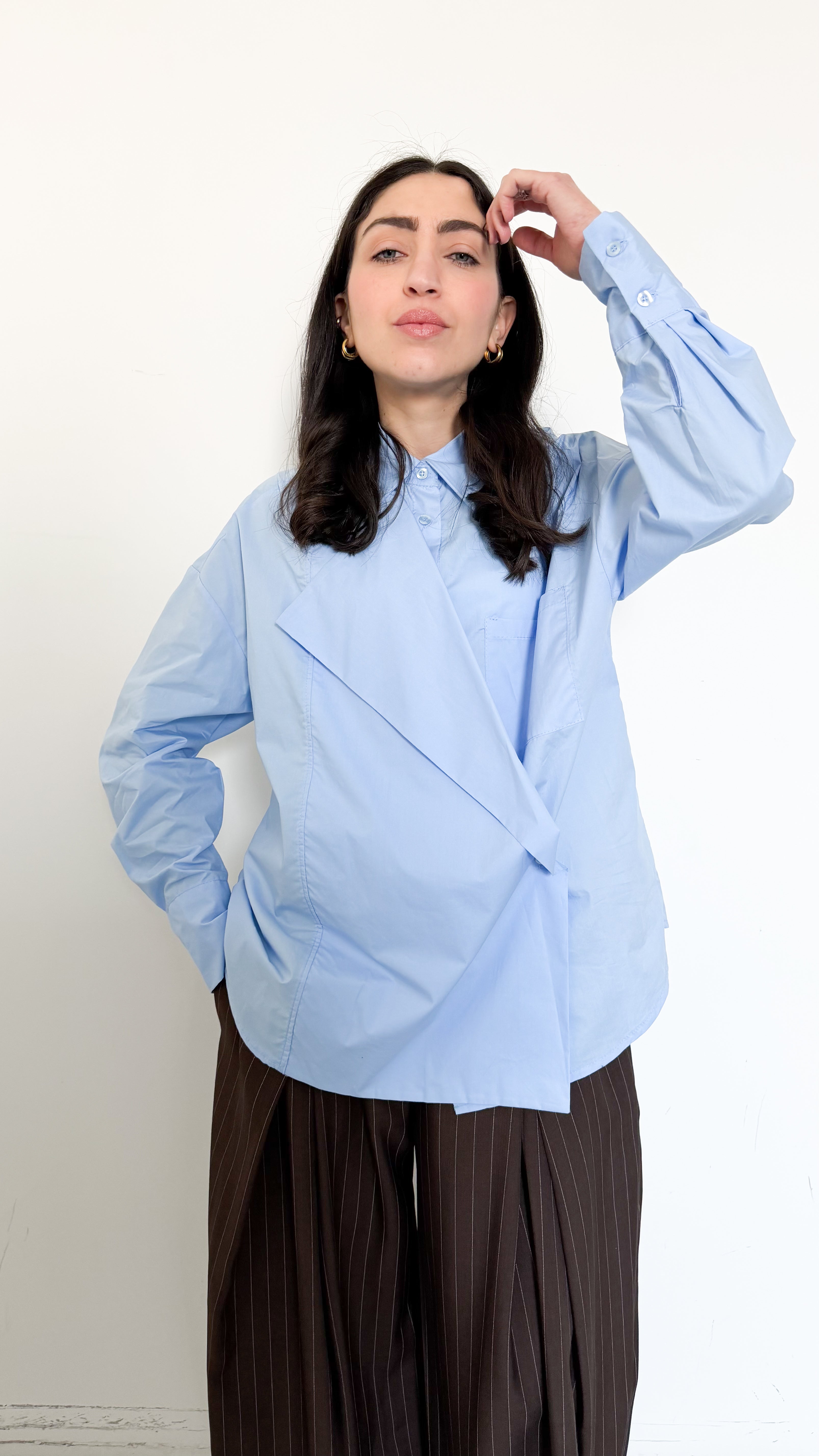 Camicia Celeste Con Patta