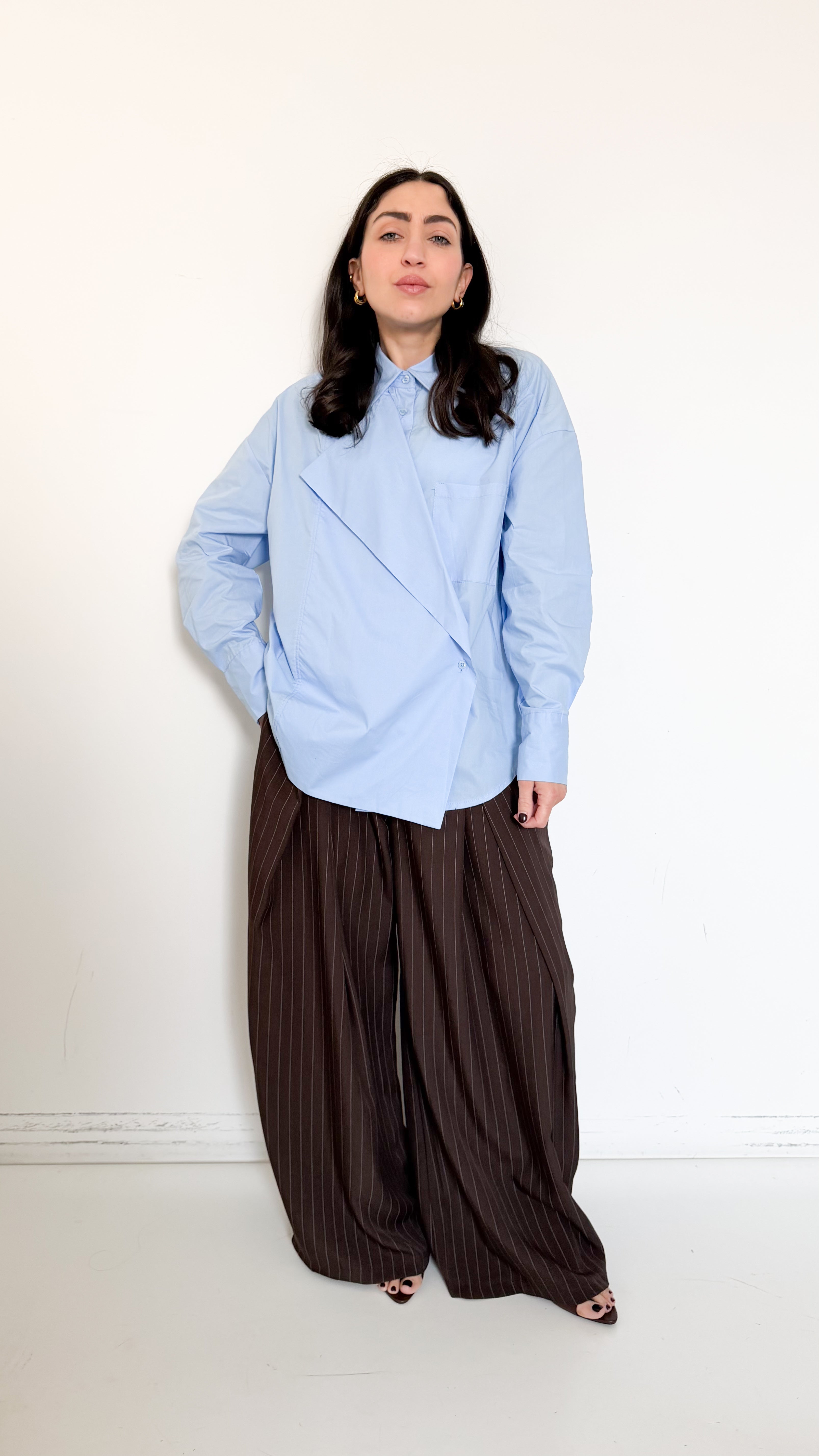 Camicia Celeste Con Patta