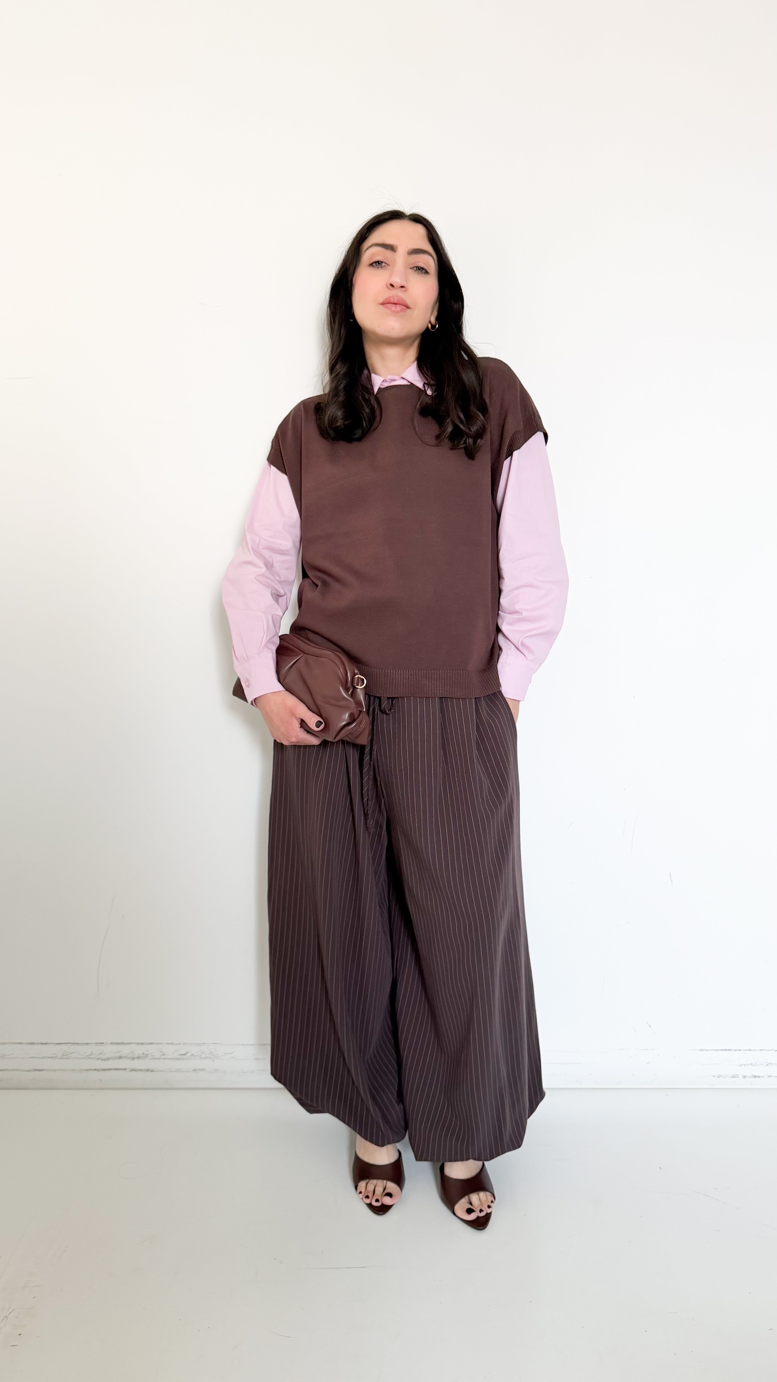 Pantaloni Bloomer Marroni Gessati