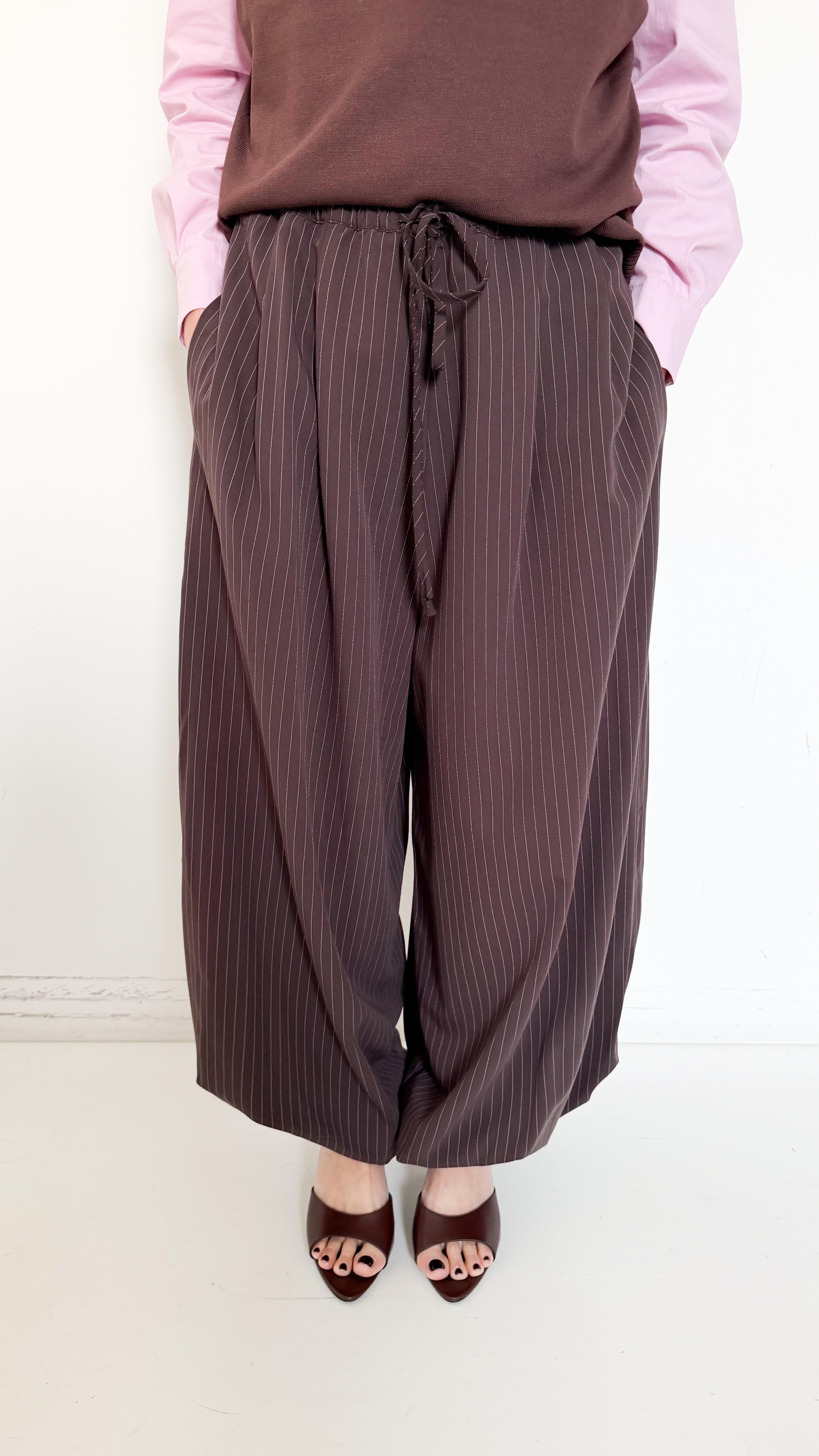 Pantaloni Bloomer Marroni Gessati