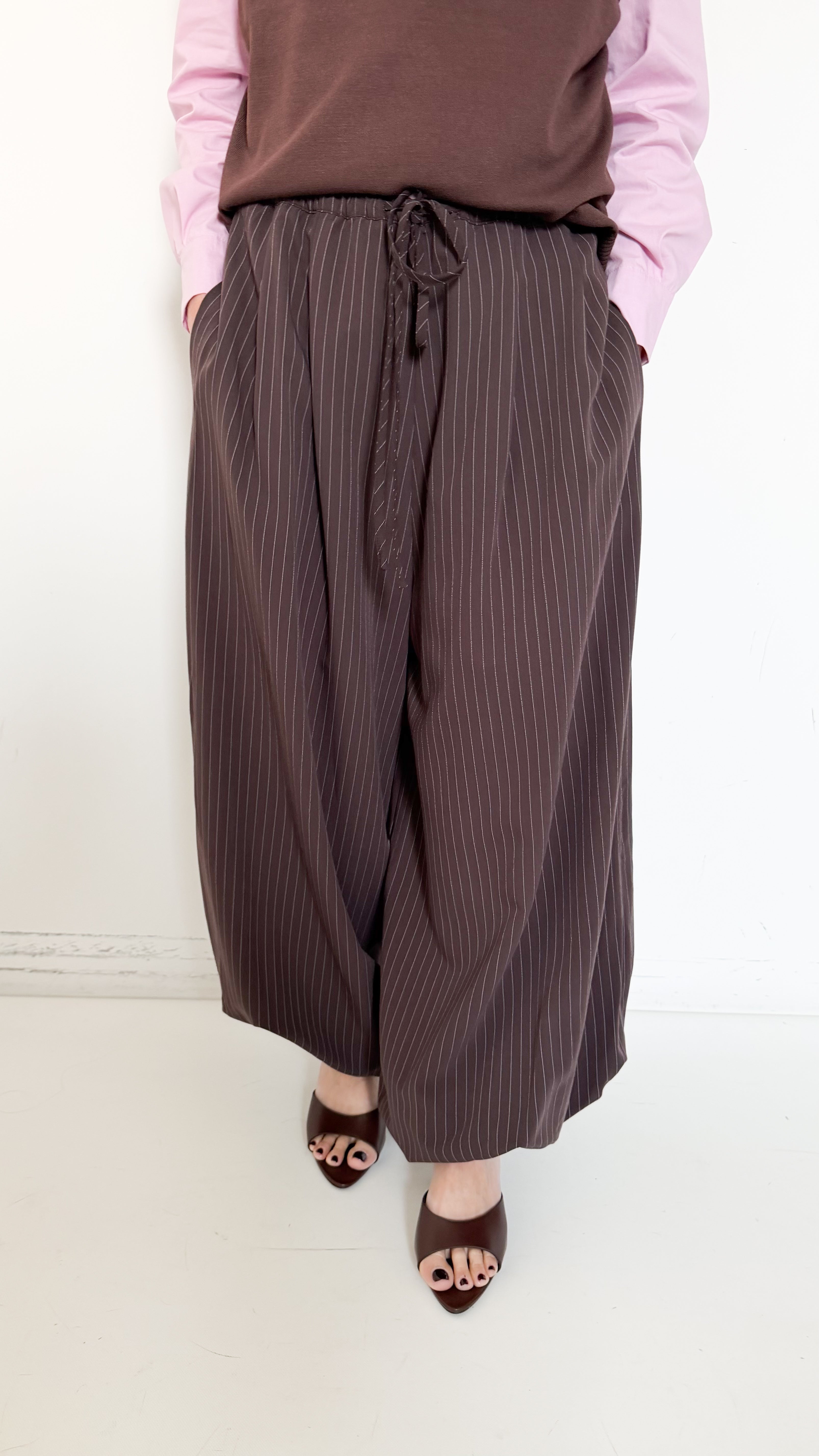 Pantaloni Bloomer Marroni Gessati