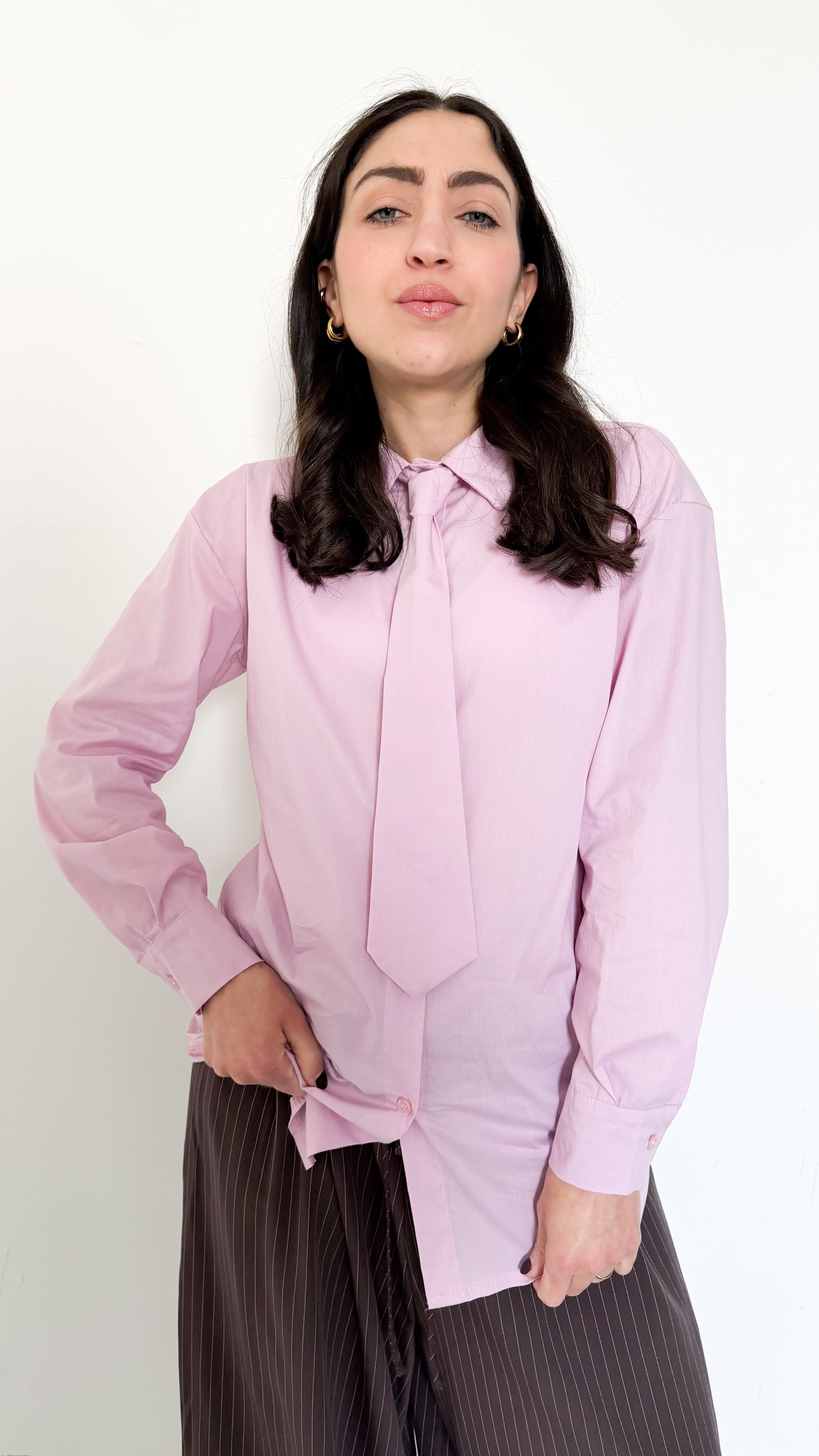 Camicia Rosa Con Cravatta