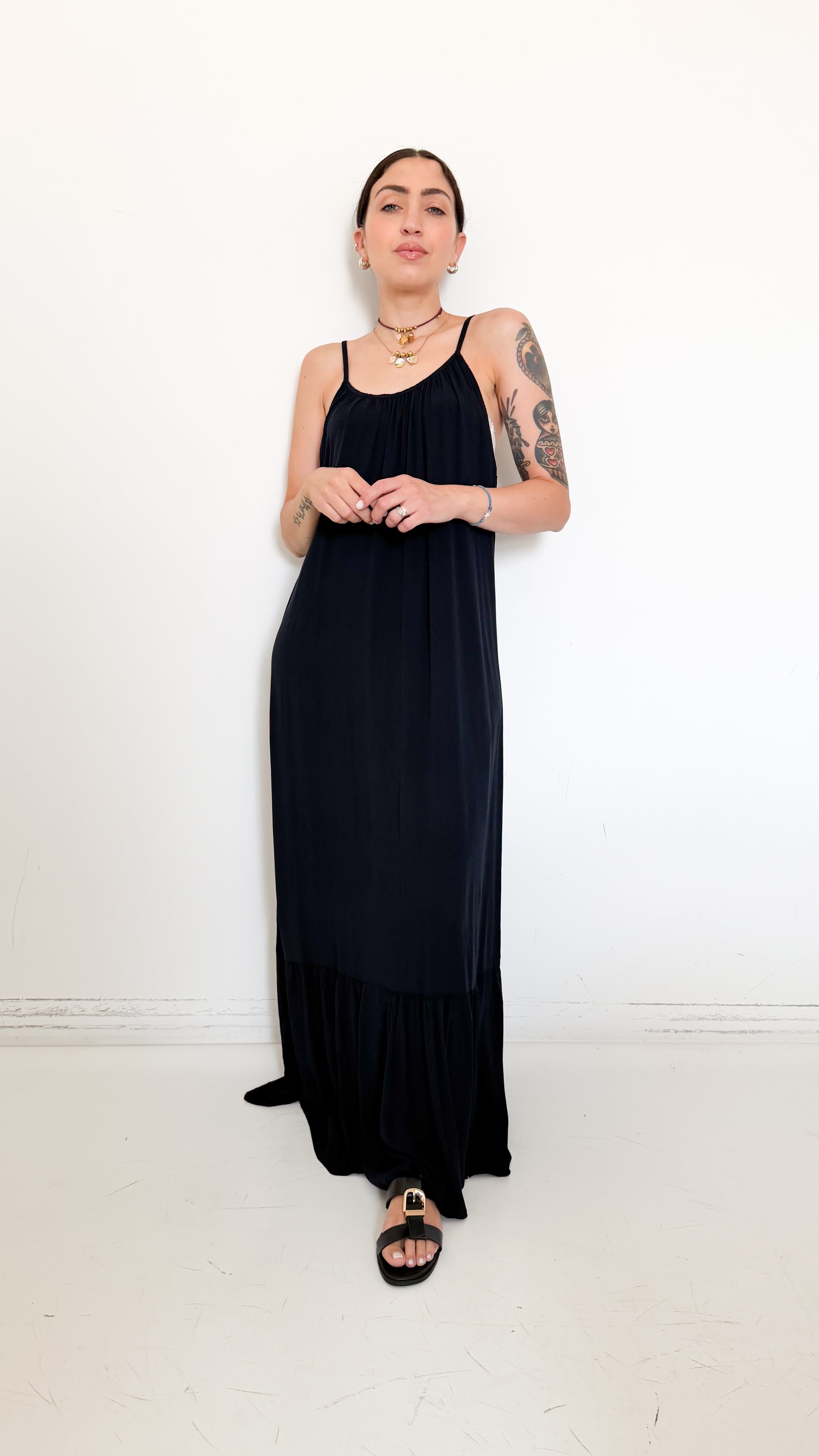 Vestito Blu Con Balza