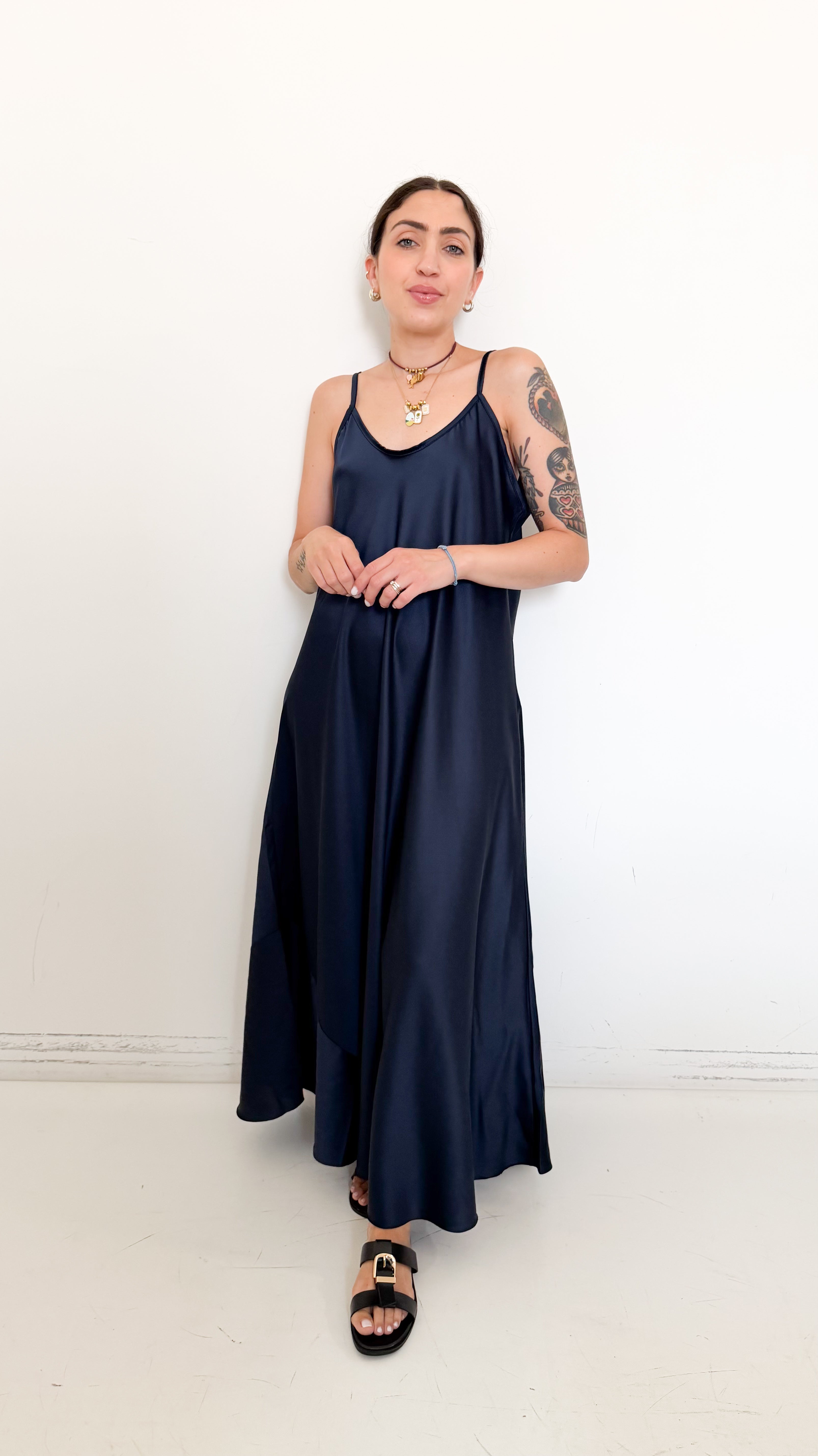 Vestito In Satin Blu