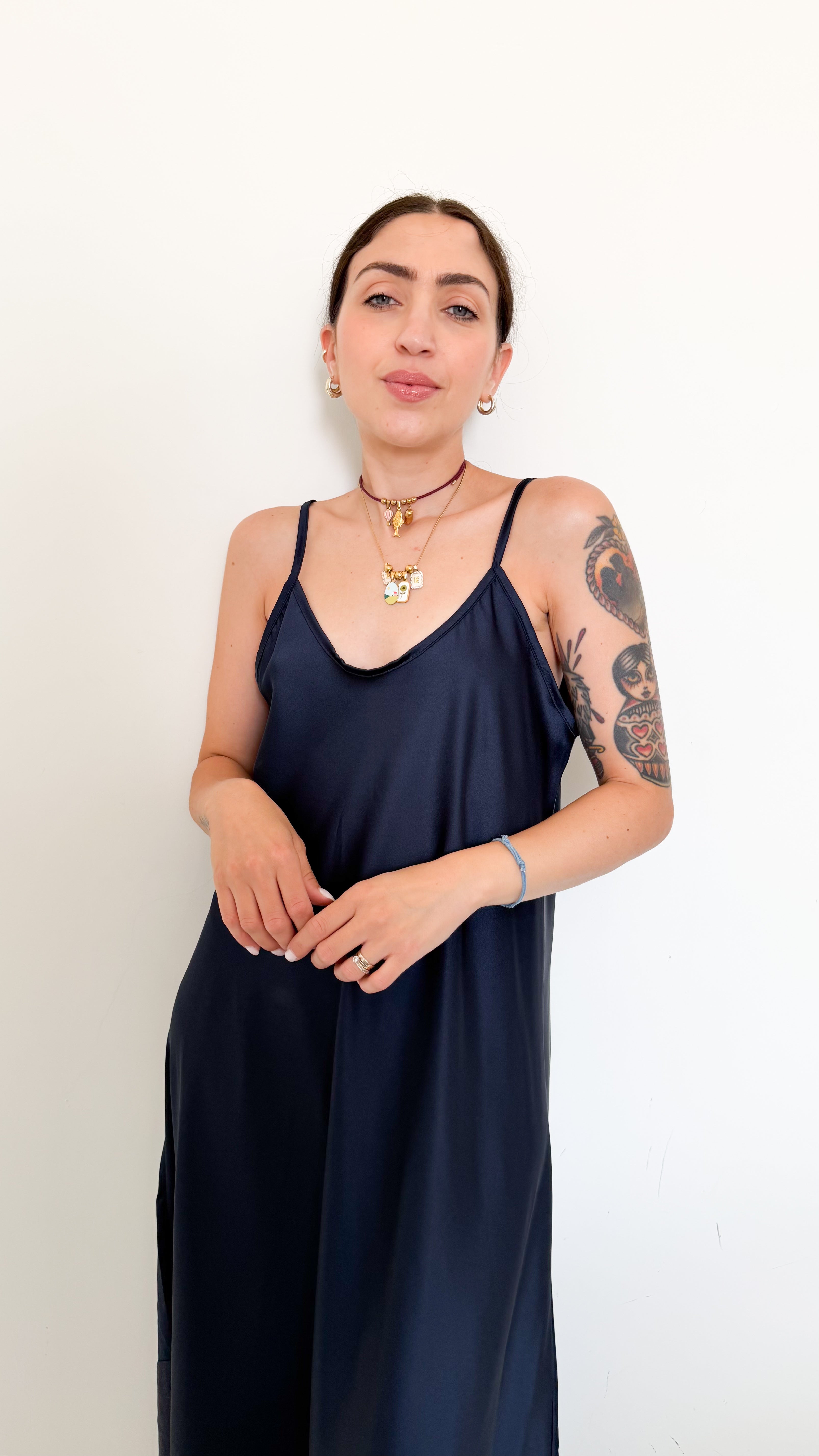 Vestito In Satin Blu