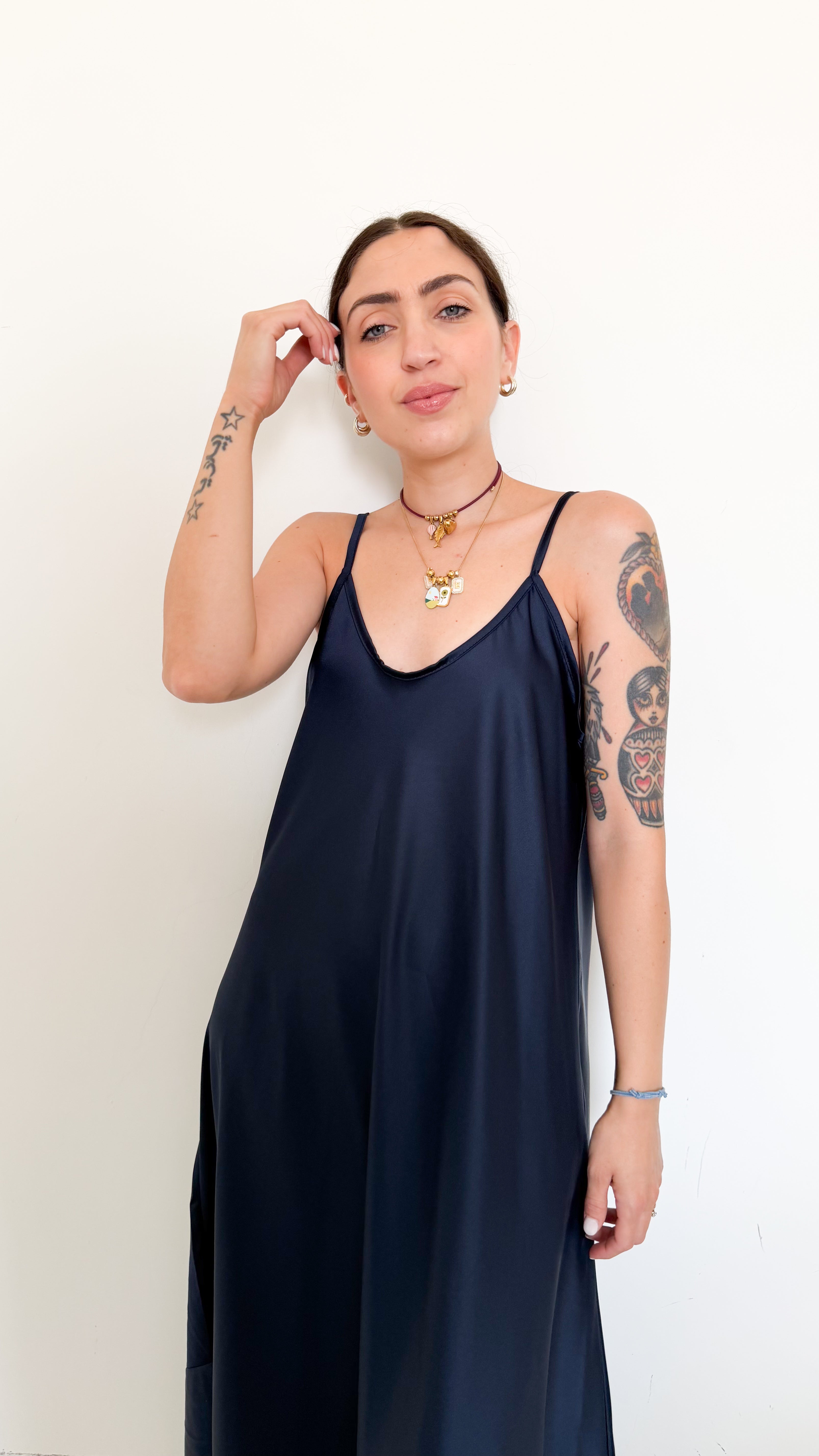 Vestito In Satin Blu