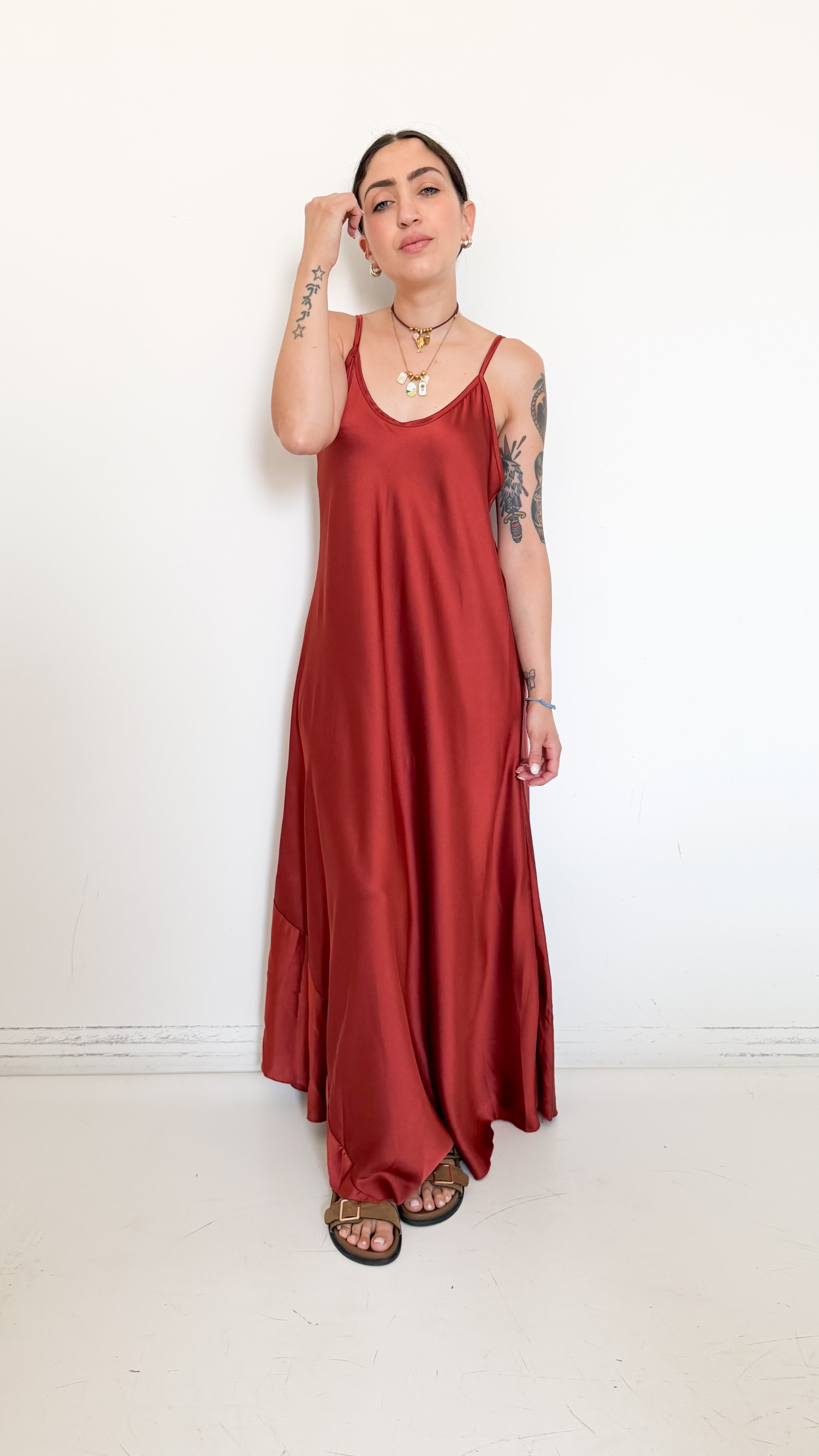 Vestito In Satin Ruggine